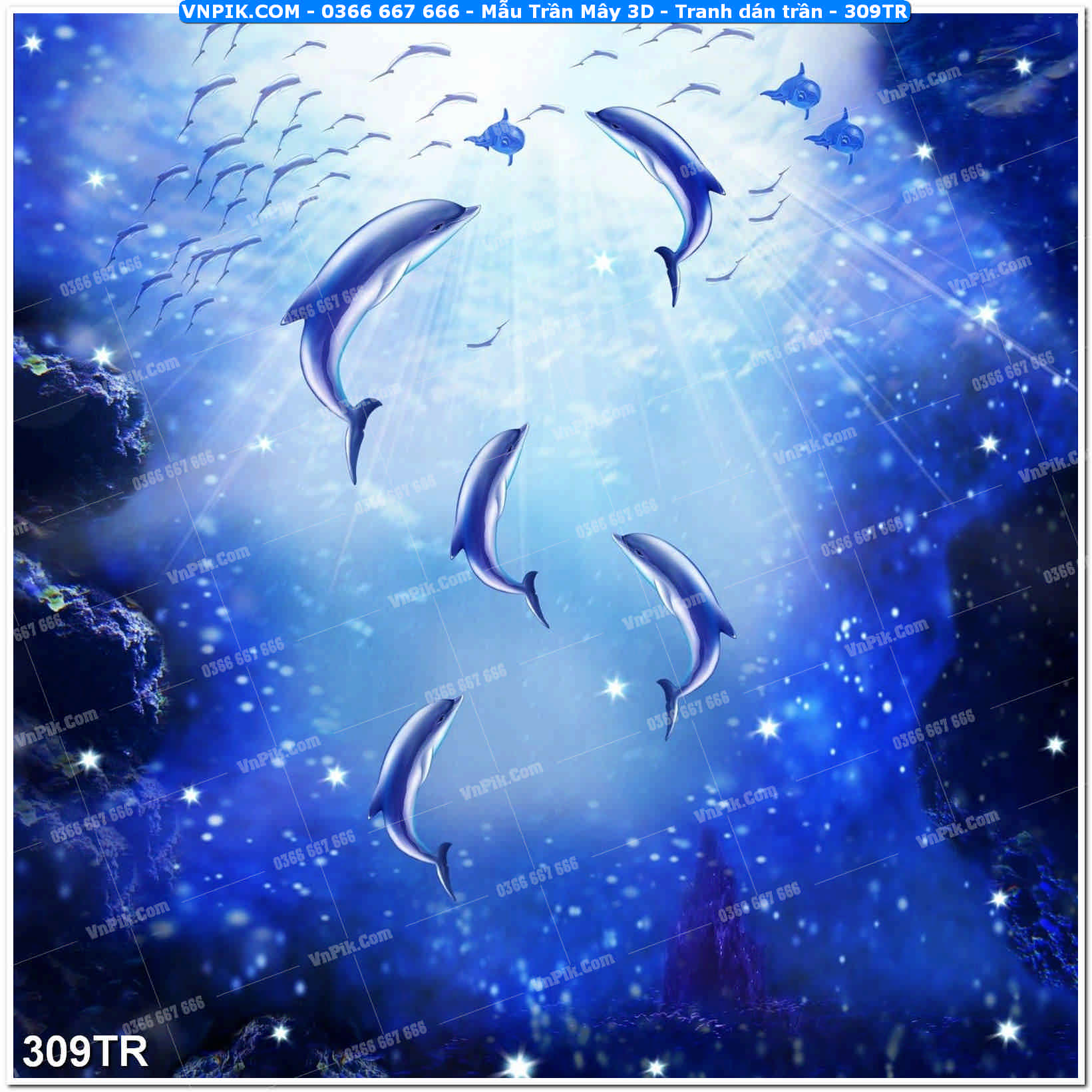 Mẫu Trần Mây 3D – Tranh dán trần 309TR