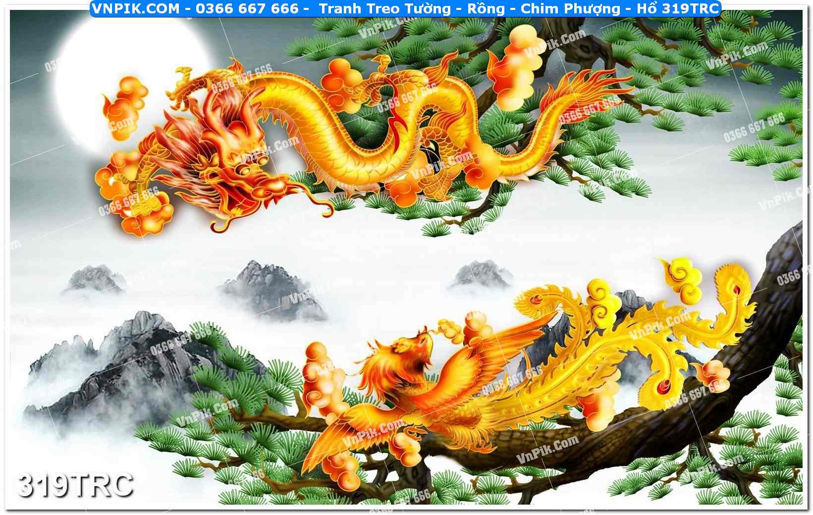 Tranh Treo Tường – Rồng – Chim Phượng – Hổ 319TRC