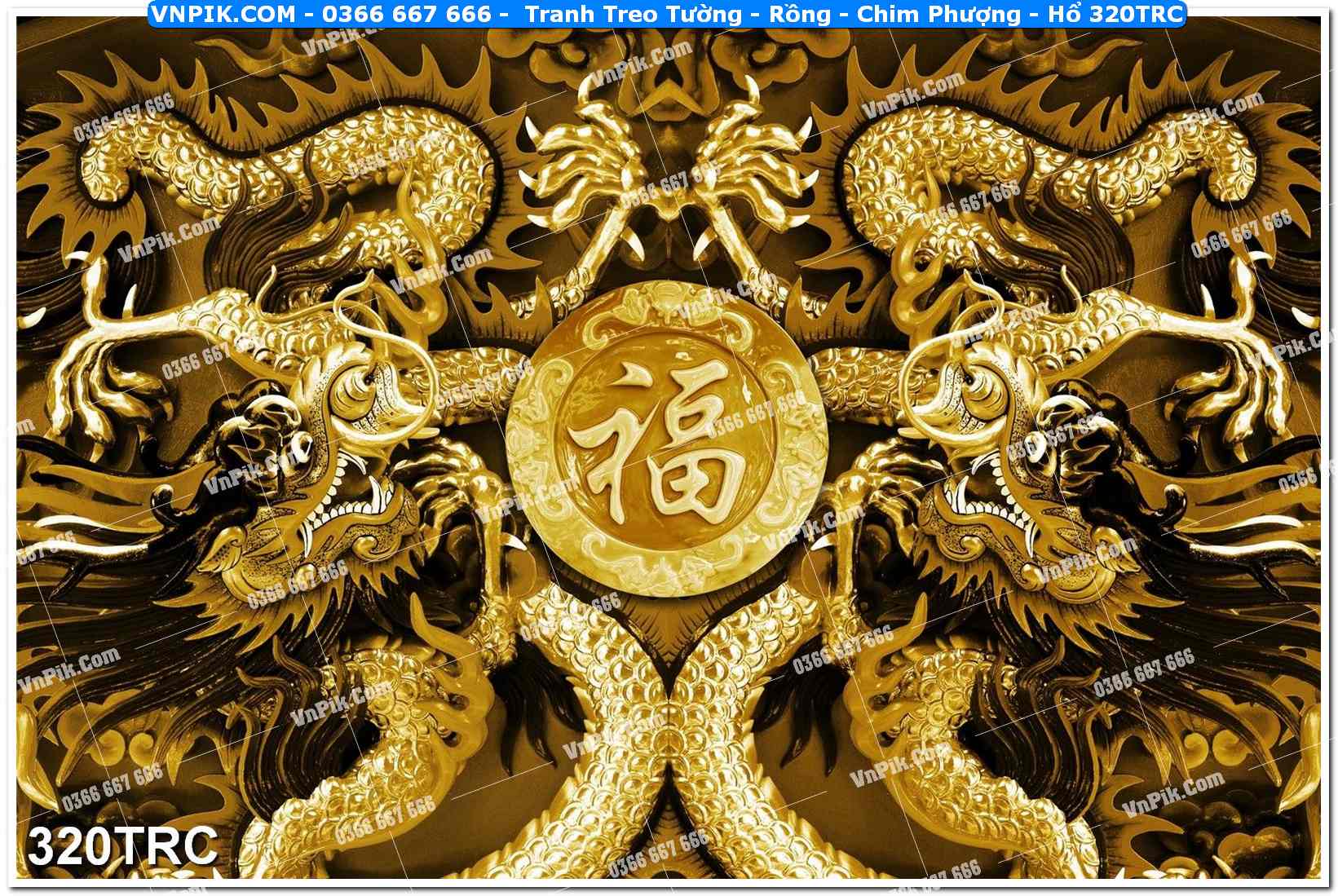 Tranh Treo Tường – Rồng – Chim Phượng – Hổ 320TRC