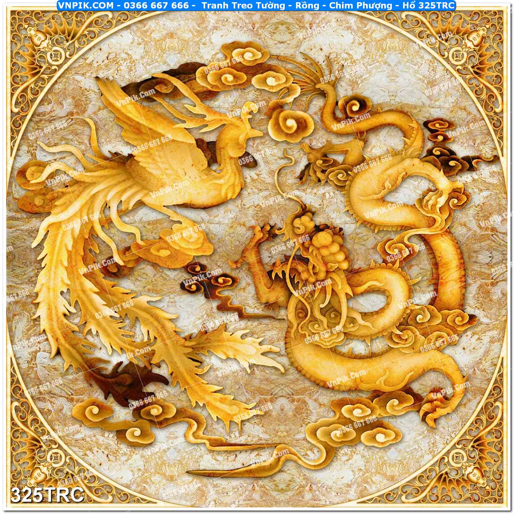 Tranh Treo Tường – Rồng – Chim Phượng – Hổ 325TRC