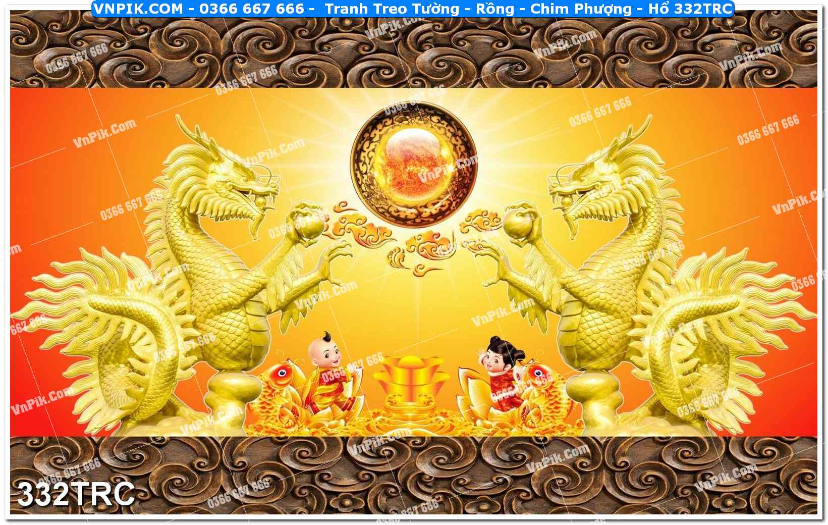 Tranh Treo Tường – Rồng – Chim Phượng – Hổ 332TRC