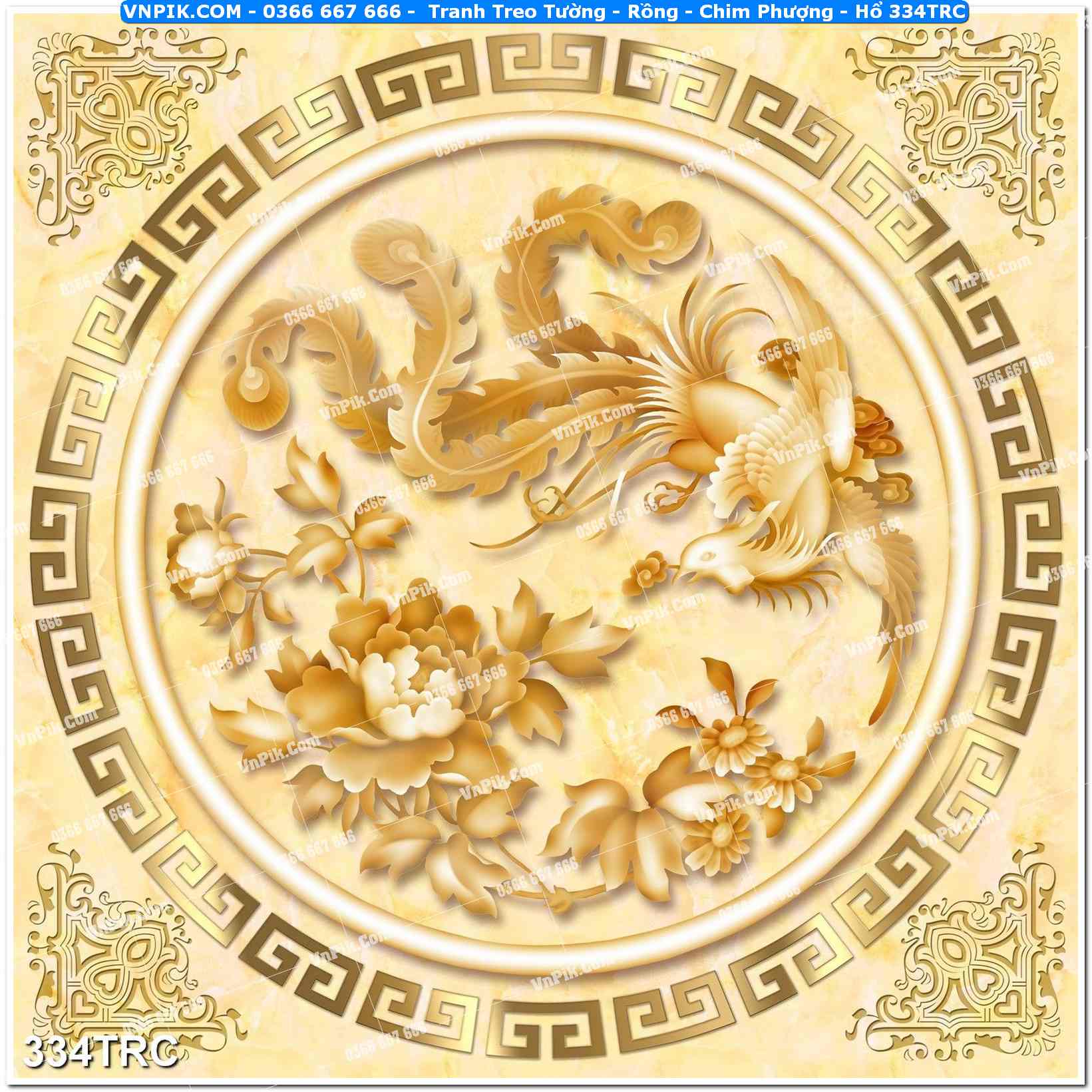 Tranh Treo Tường – Rồng – Chim Phượng – Hổ 334TRC