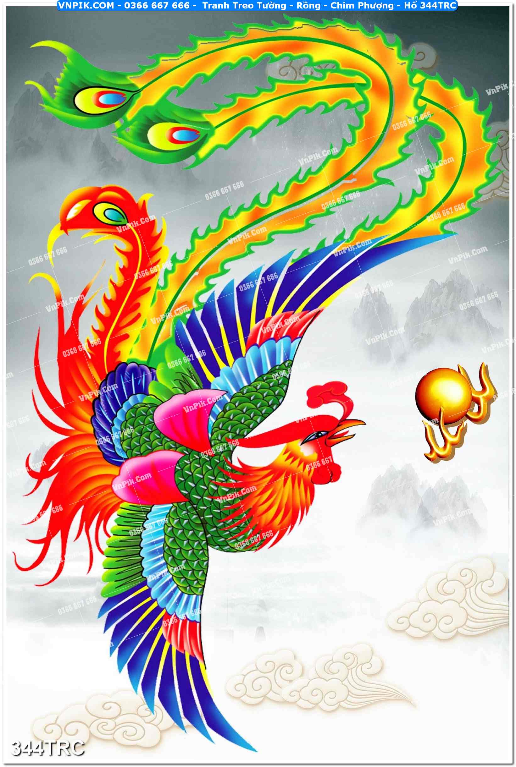 Tranh Treo Tường – Rồng – Chim Phượng – Hổ 344TRC