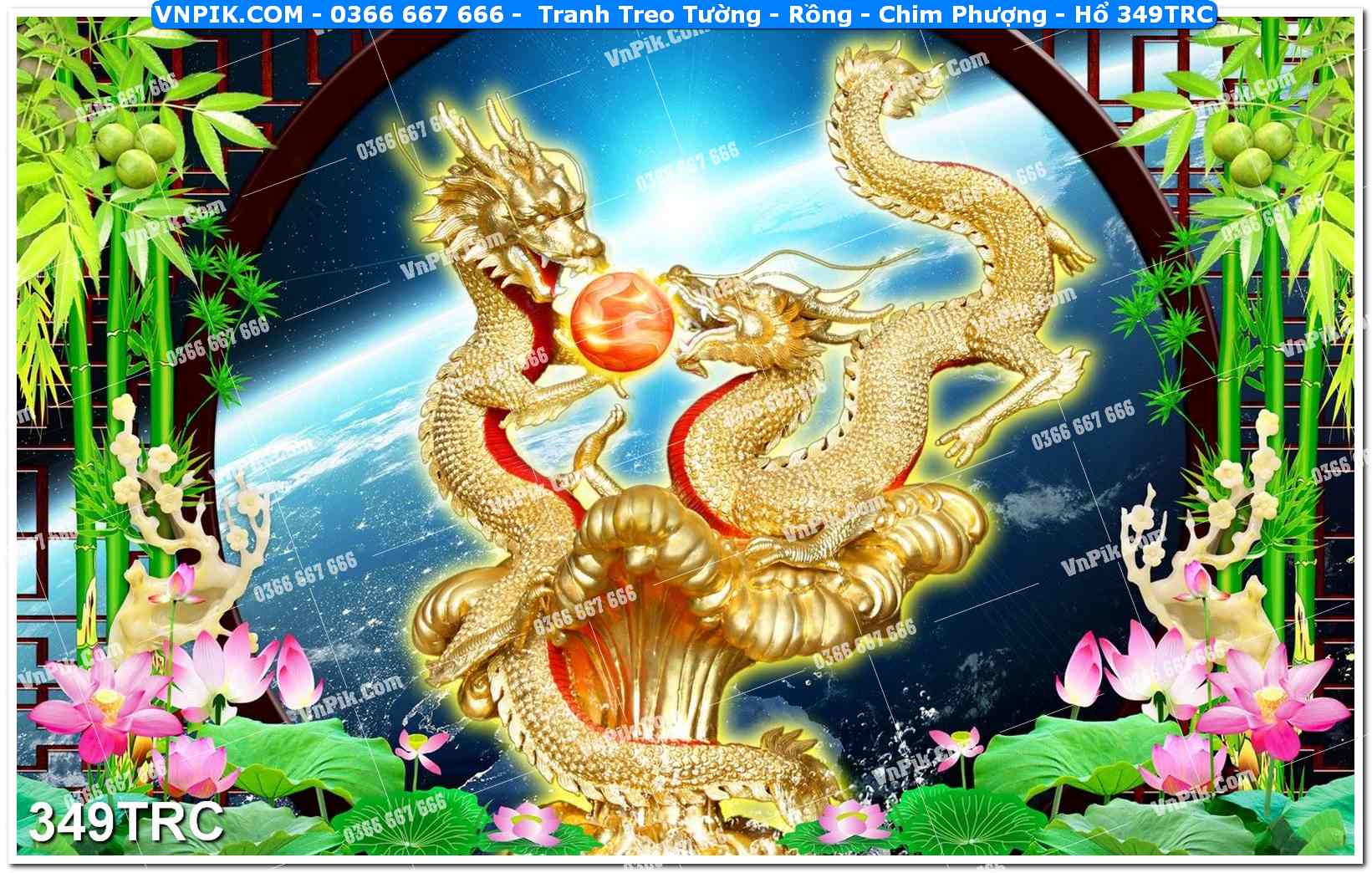 Tranh Treo Tường – Rồng – Chim Phượng – Hổ 349TRC