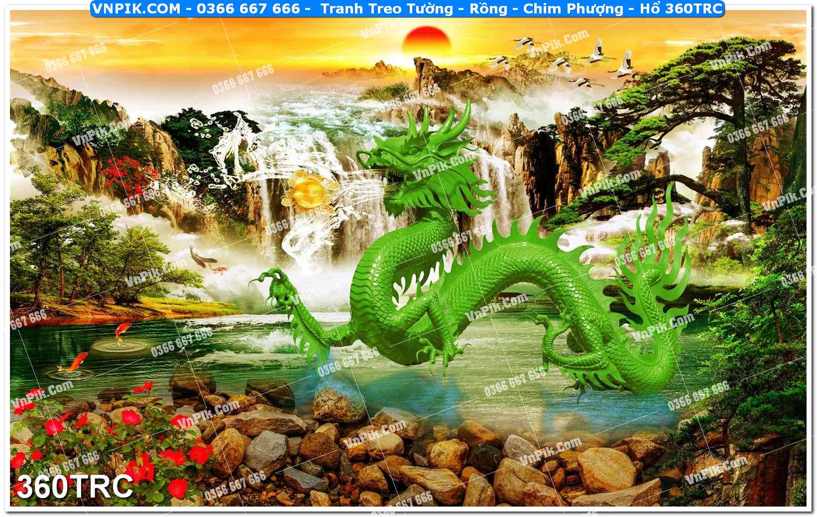 Tranh Treo Tường – Rồng – Chim Phượng – Hổ 360TRC