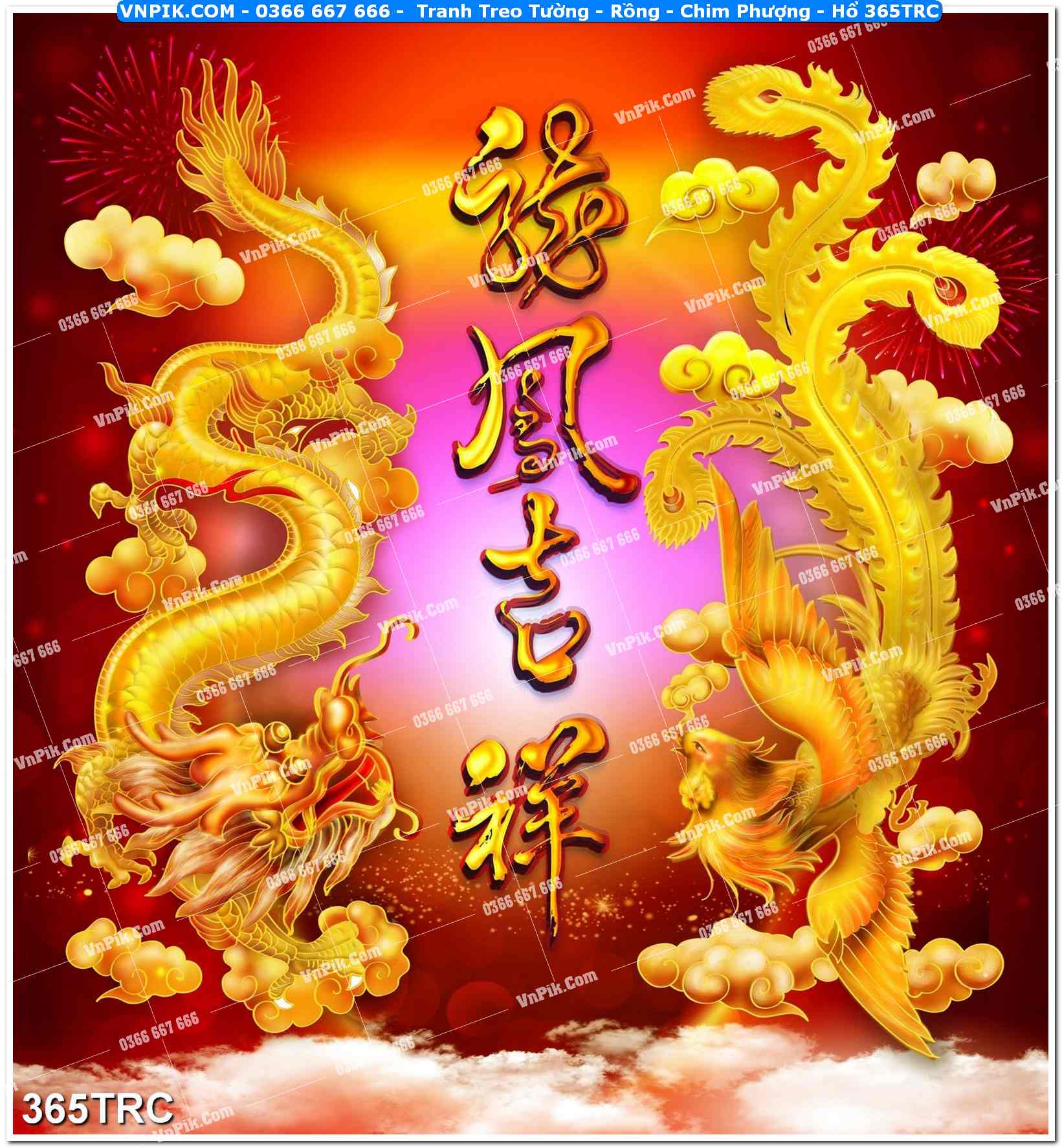 Tranh Treo Tường – Rồng – Chim Phượng – Hổ 365TRC