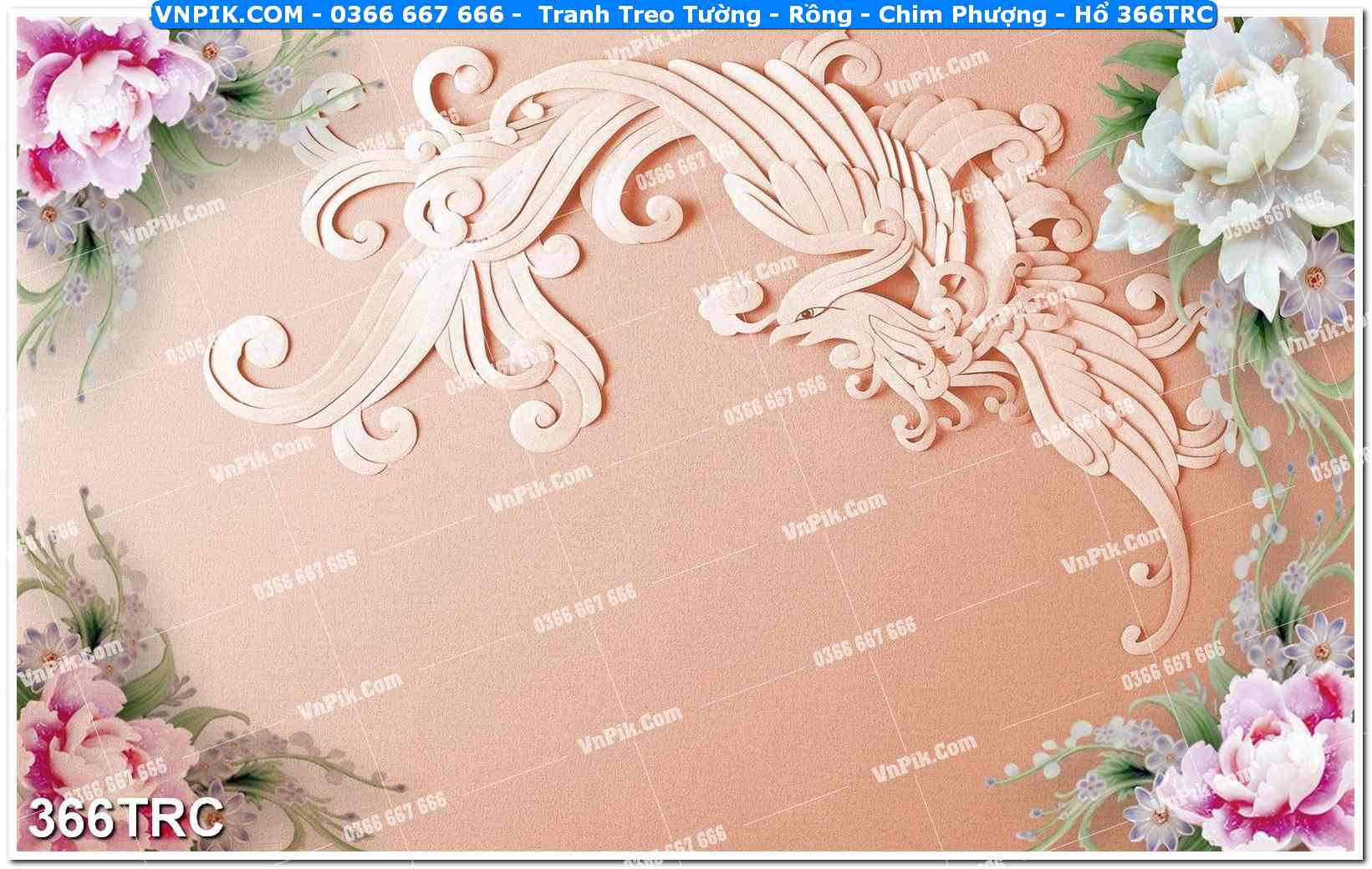 Tranh Treo Tường – Rồng – Chim Phượng – Hổ 366TRC