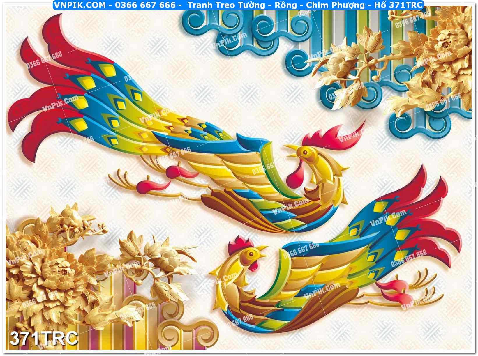 Tranh Treo Tường – Rồng – Chim Phượng – Hổ 371TRC