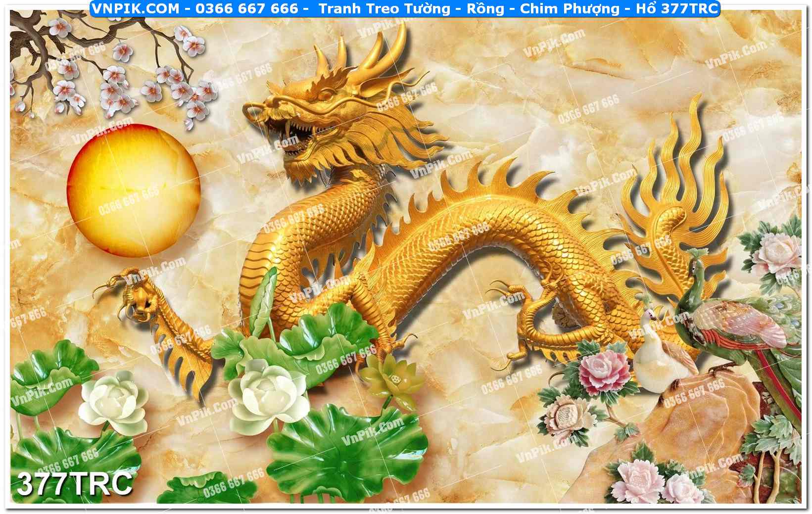 Tranh Treo Tường – Rồng – Chim Phượng – Hổ 377TRC