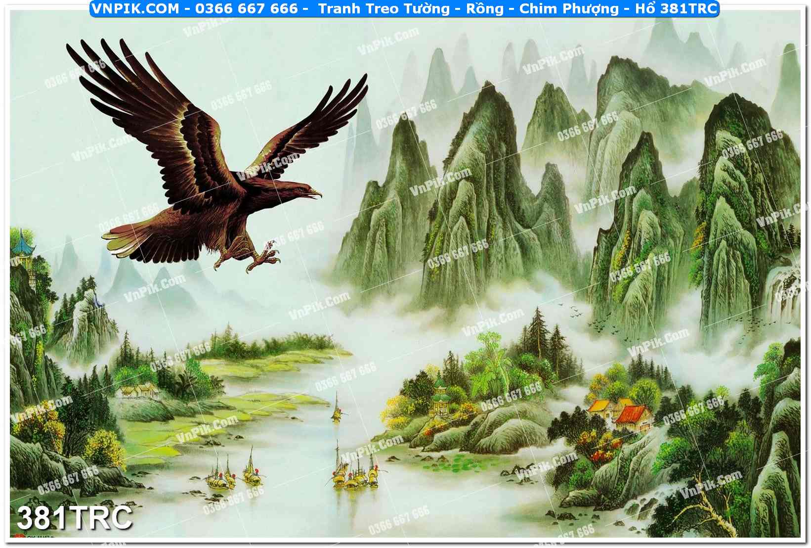 Tranh Treo Tường – Rồng – Chim Phượng – Hổ 381TRC