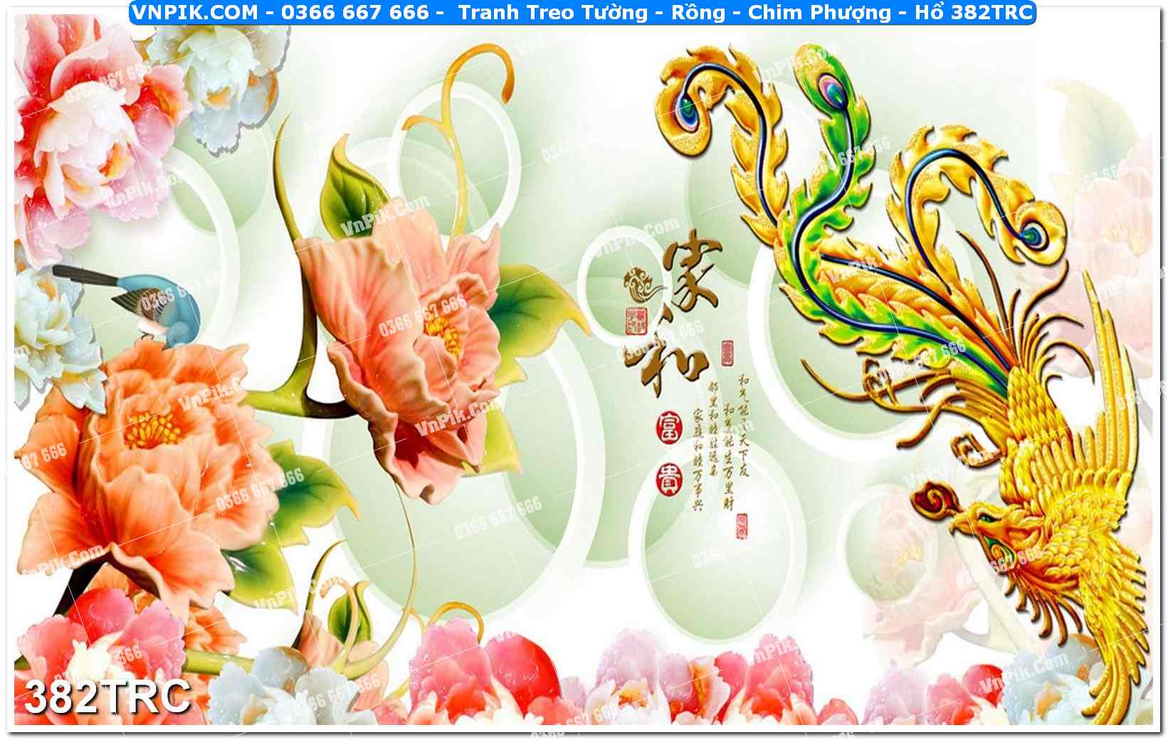 Tranh Treo Tường – Rồng – Chim Phượng – Hổ 382TRC