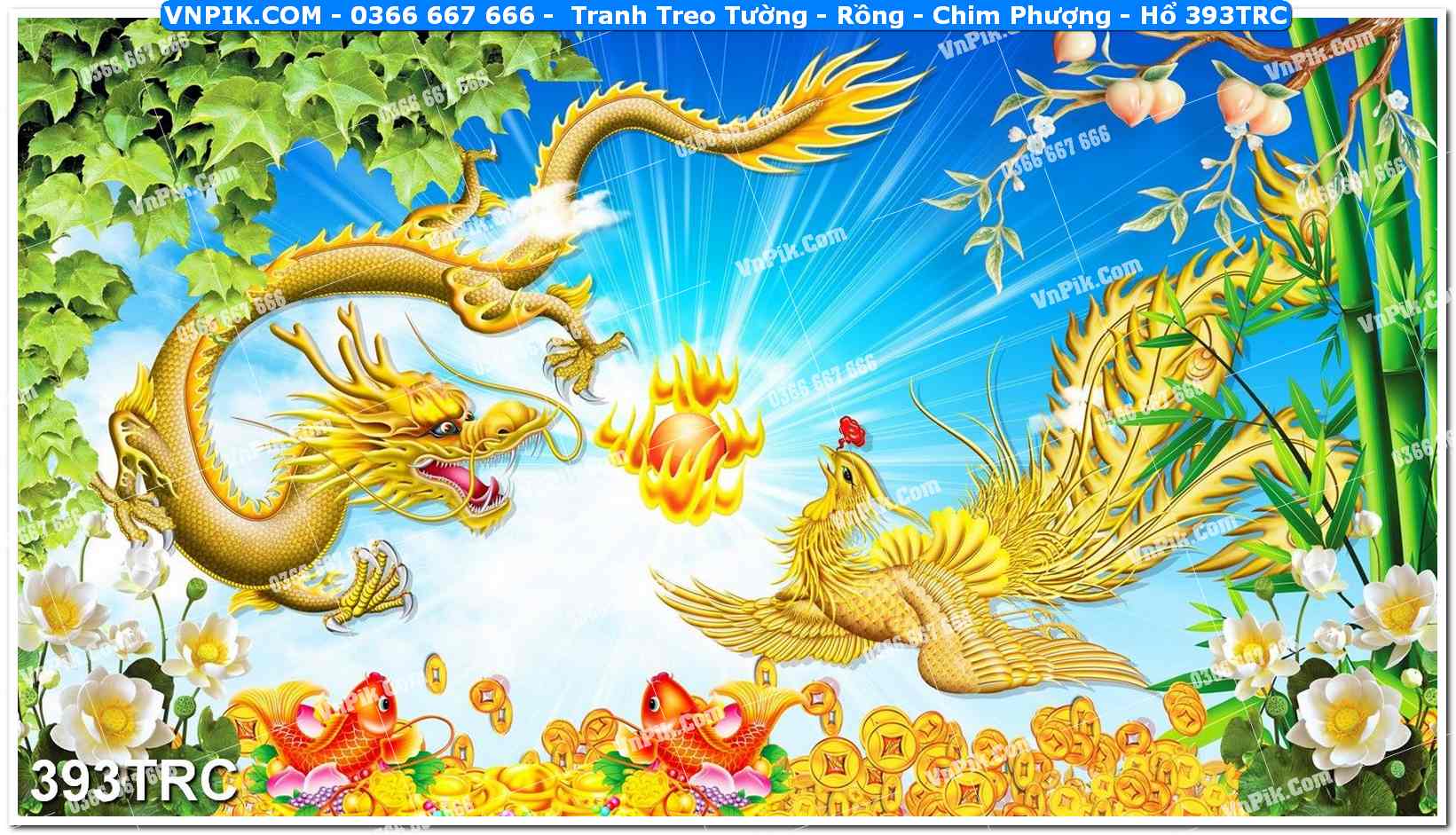 Tranh Treo Tường – Rồng – Chim Phượng – Hổ 393TRC