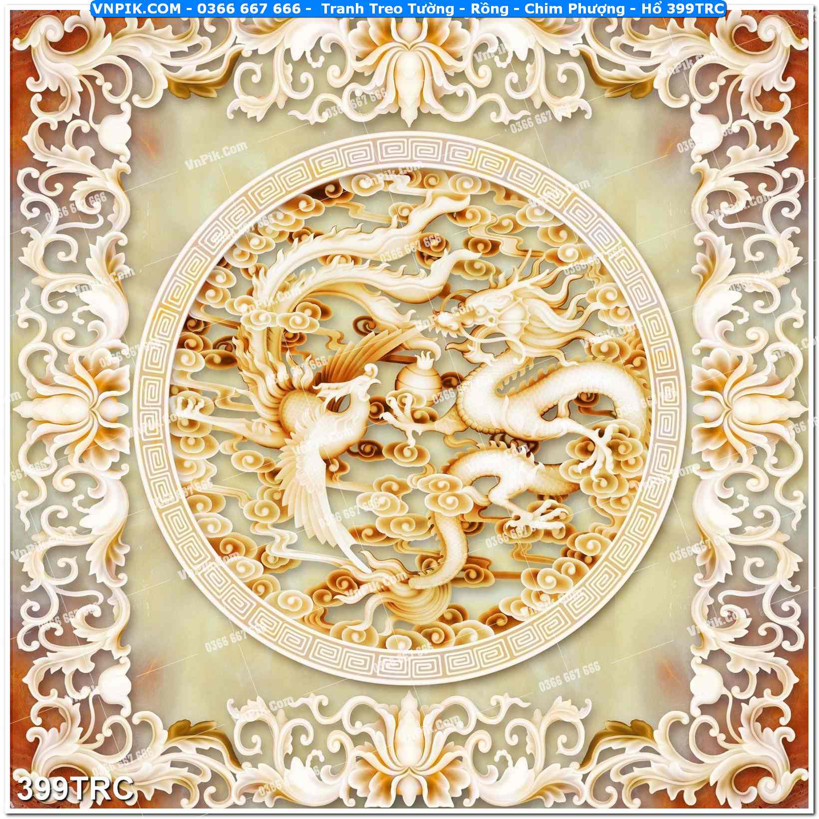 Tranh Treo Tường – Rồng – Chim Phượng – Hổ 399TRC