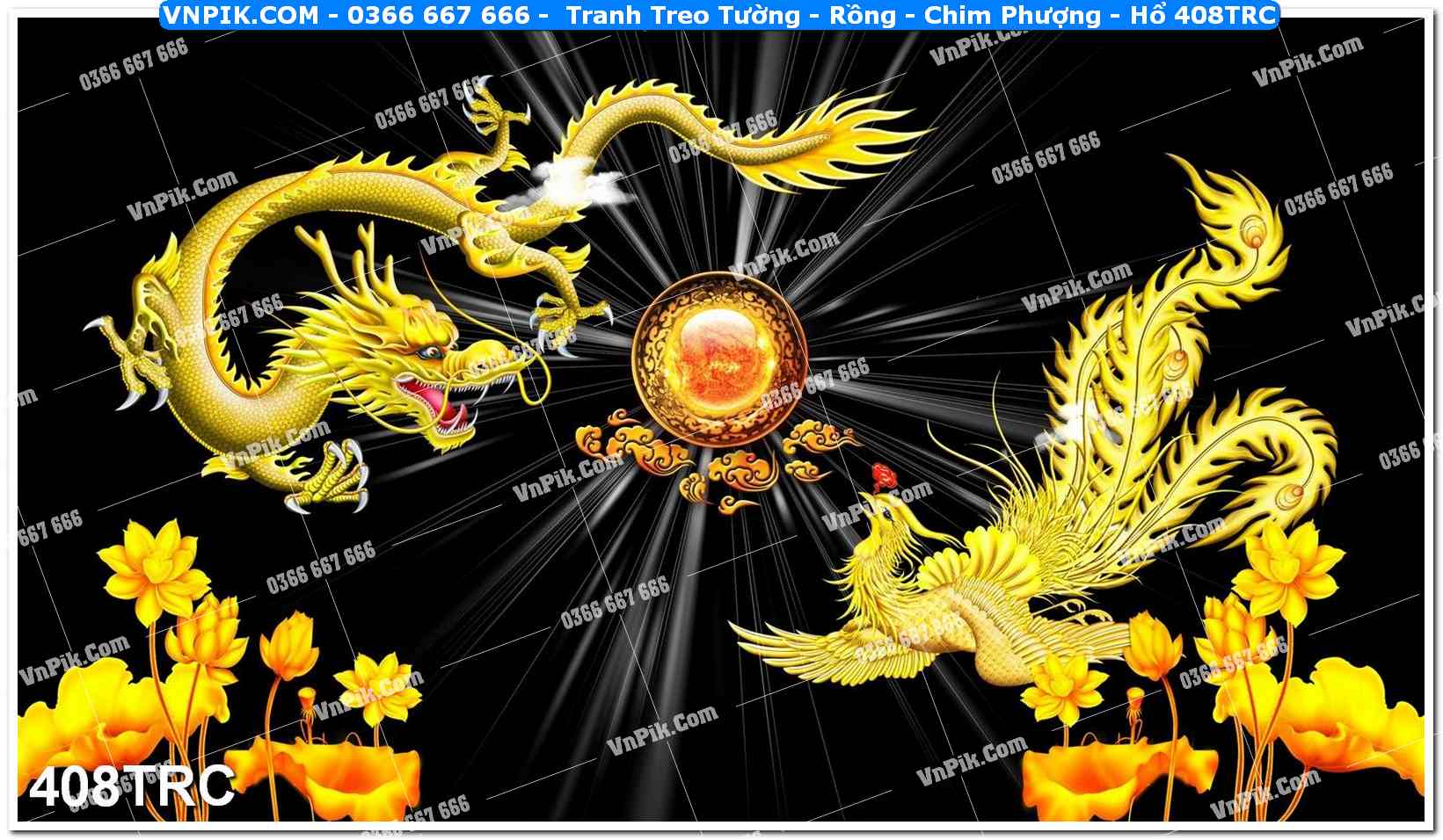 Tranh Treo Tường – Rồng – Chim Phượng – Hổ 408TRC