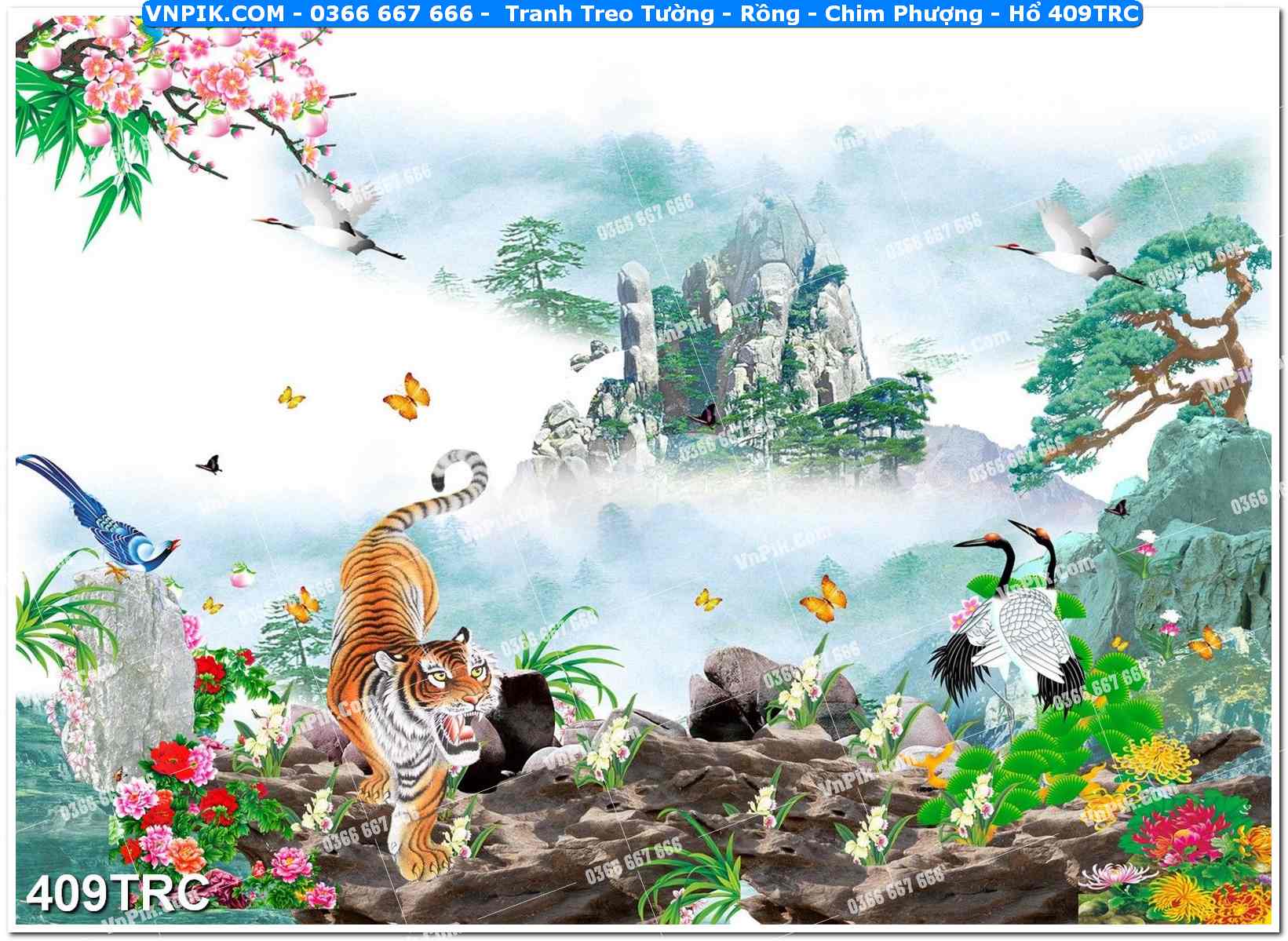 Tranh Treo Tường – Rồng – Chim Phượng – Hổ 409TRC