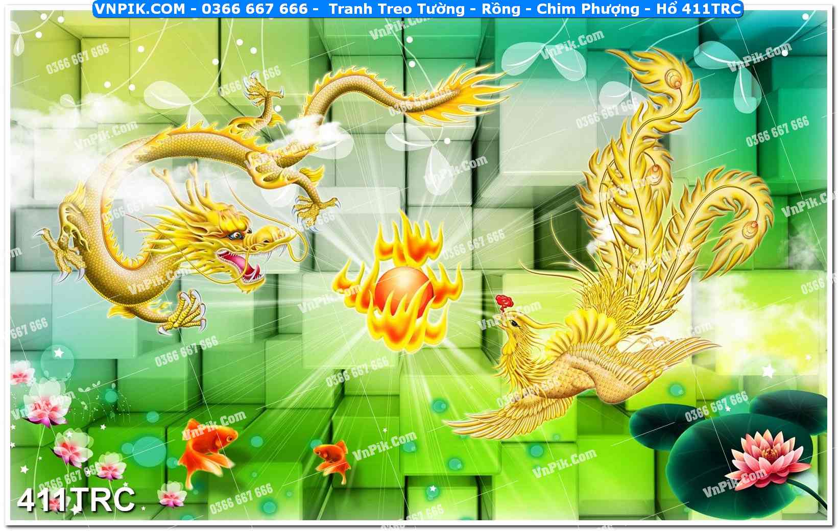 Tranh Treo Tường – Rồng – Chim Phượng – Hổ 411TRC