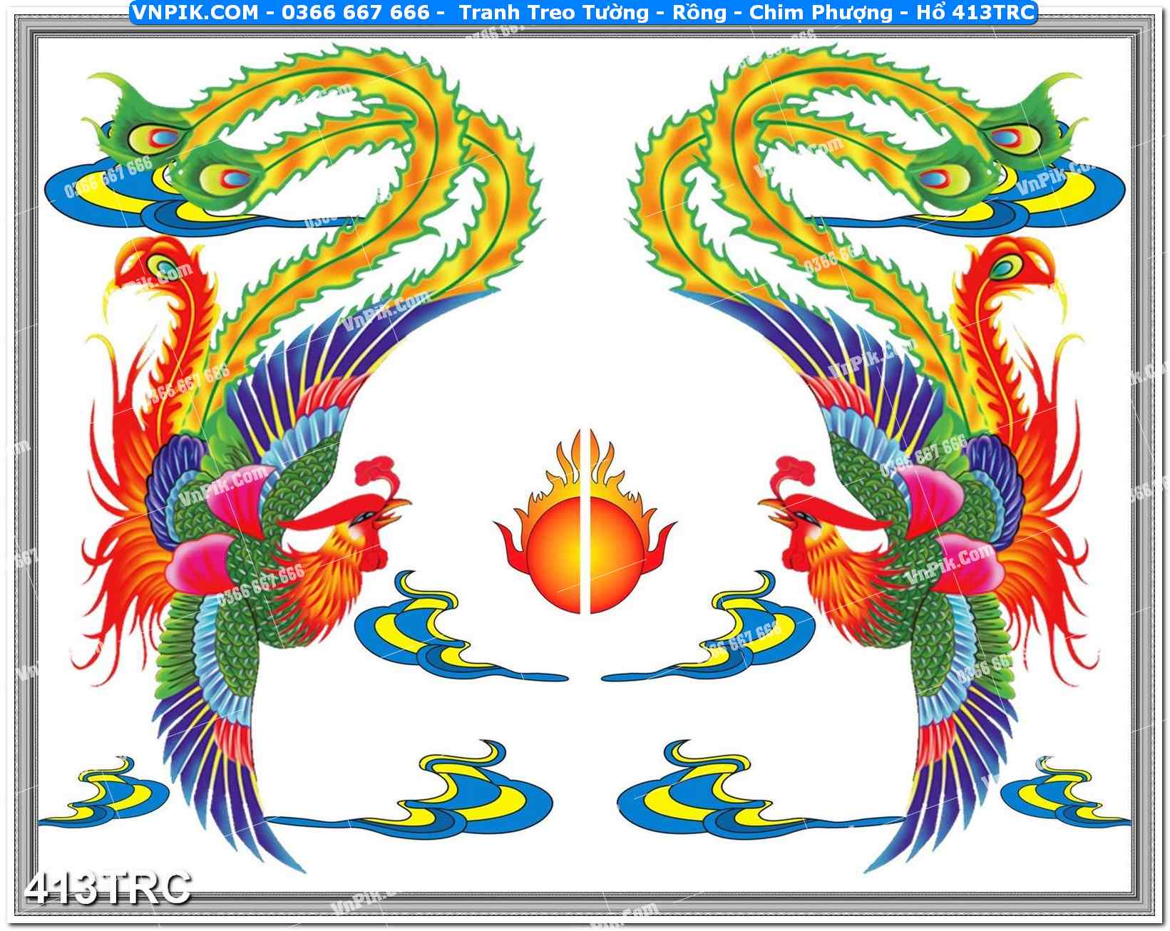 Tranh Treo Tường – Rồng – Chim Phượng – Hổ 413TRC