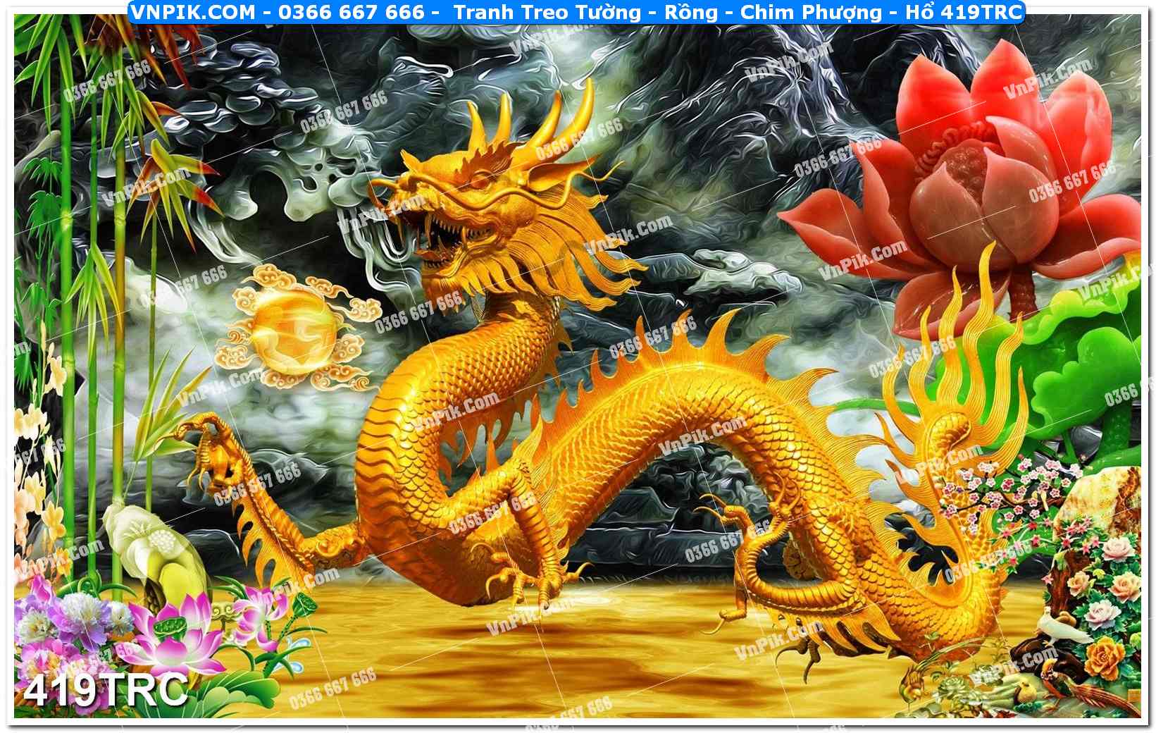 Tranh Treo Tường – Rồng – Chim Phượng – Hổ 419TRC