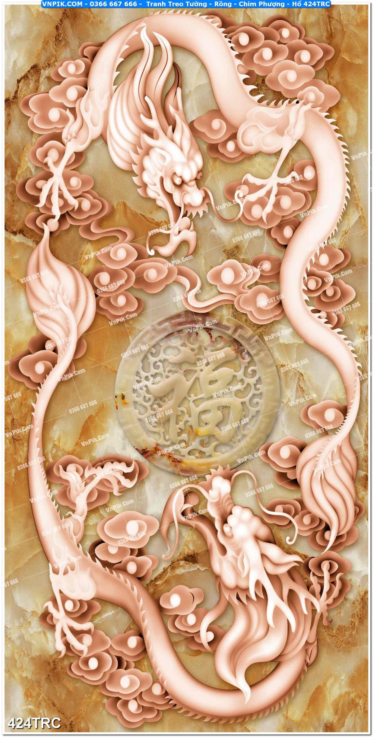 Tranh Treo Tường – Rồng – Chim Phượng – Hổ 424TRC