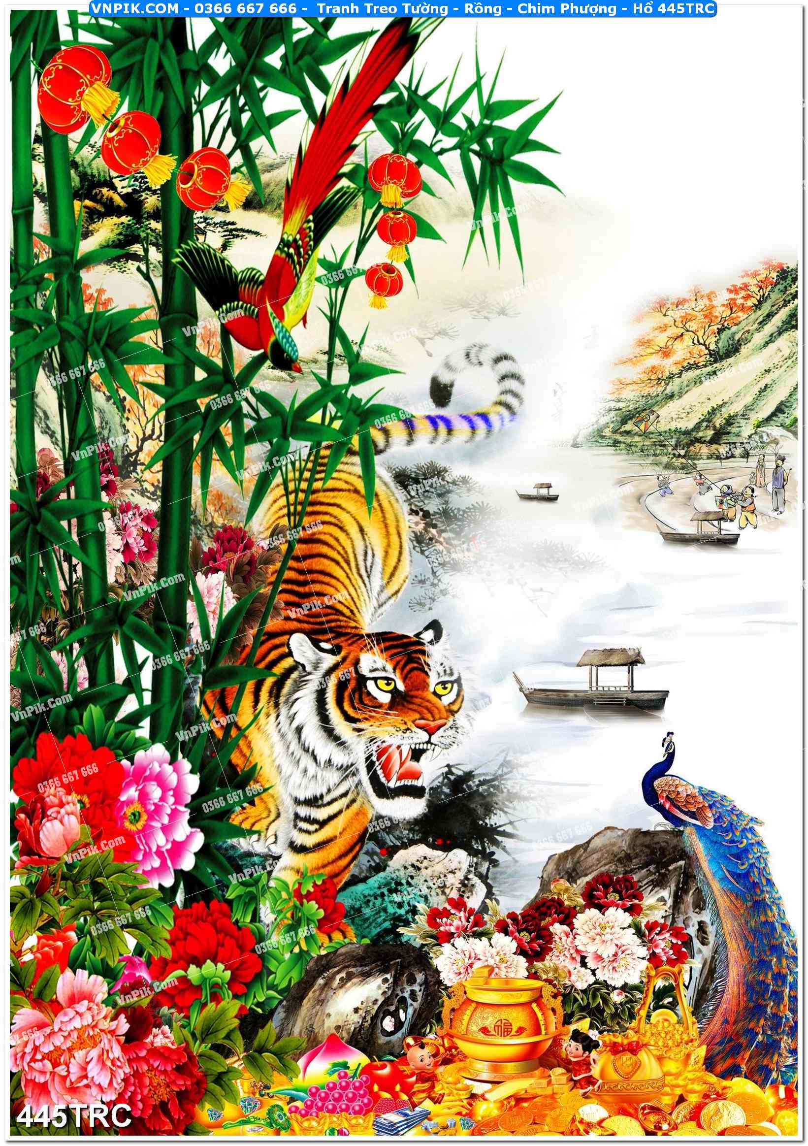 Tranh Treo Tường – Rồng – Chim Phượng – Hổ 445TRC