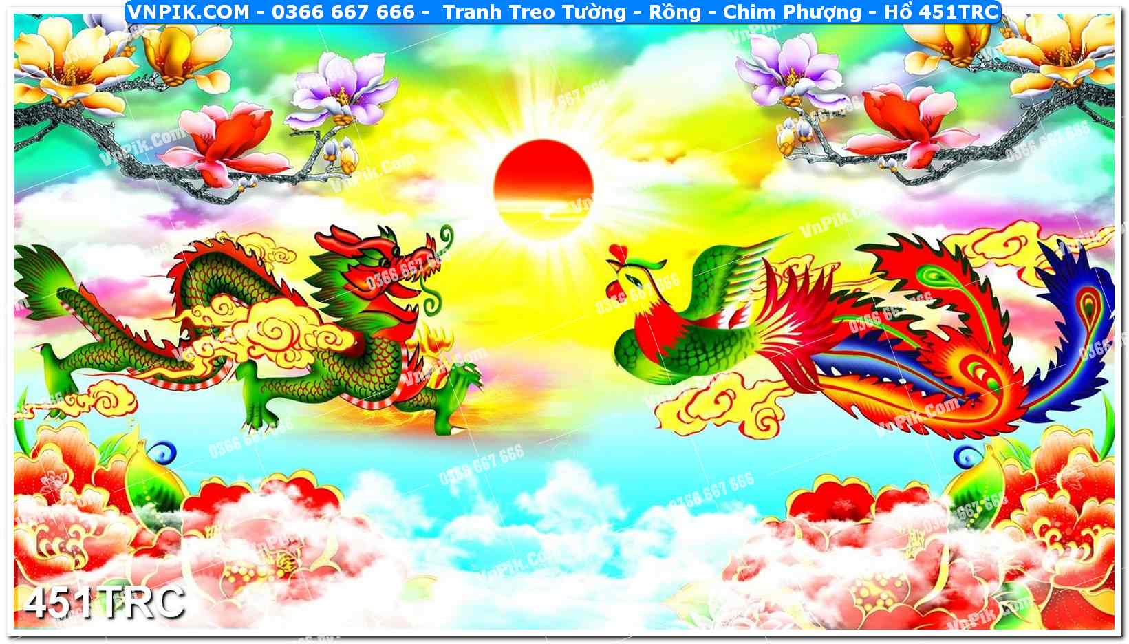 Tranh Treo Tường – Rồng – Chim Phượng – Hổ 451TRC