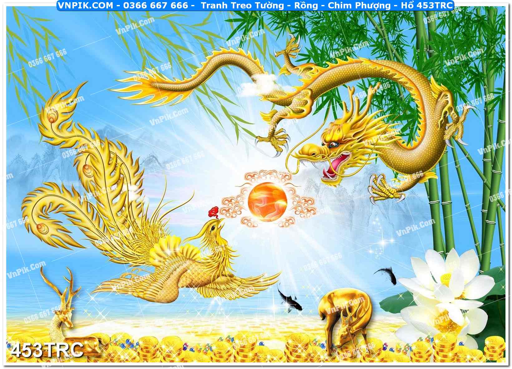 Tranh Treo Tường – Rồng – Chim Phượng – Hổ 453TRC