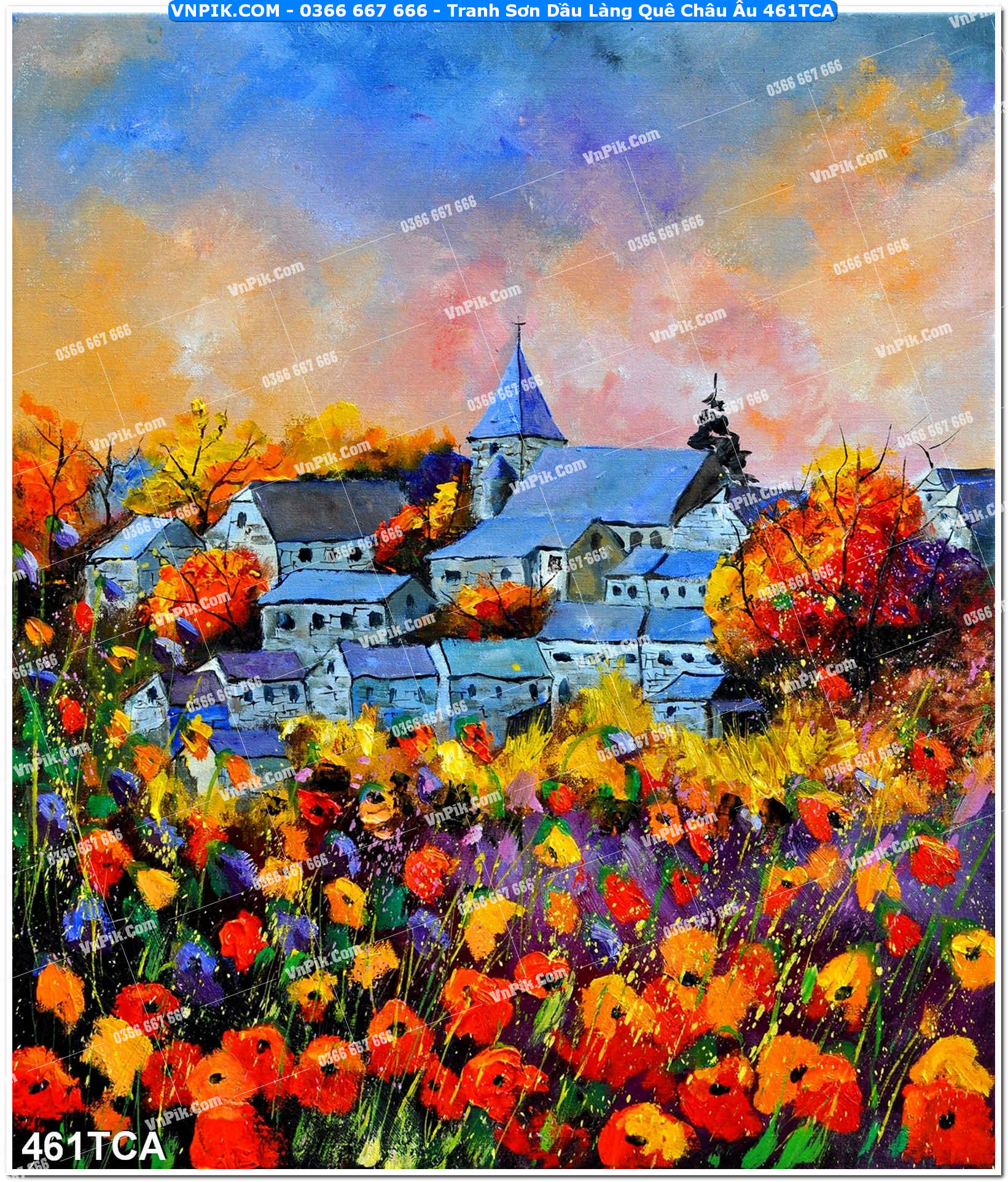Tranh Sơn Dầu Làng Quê Châu Âu (461TCA)