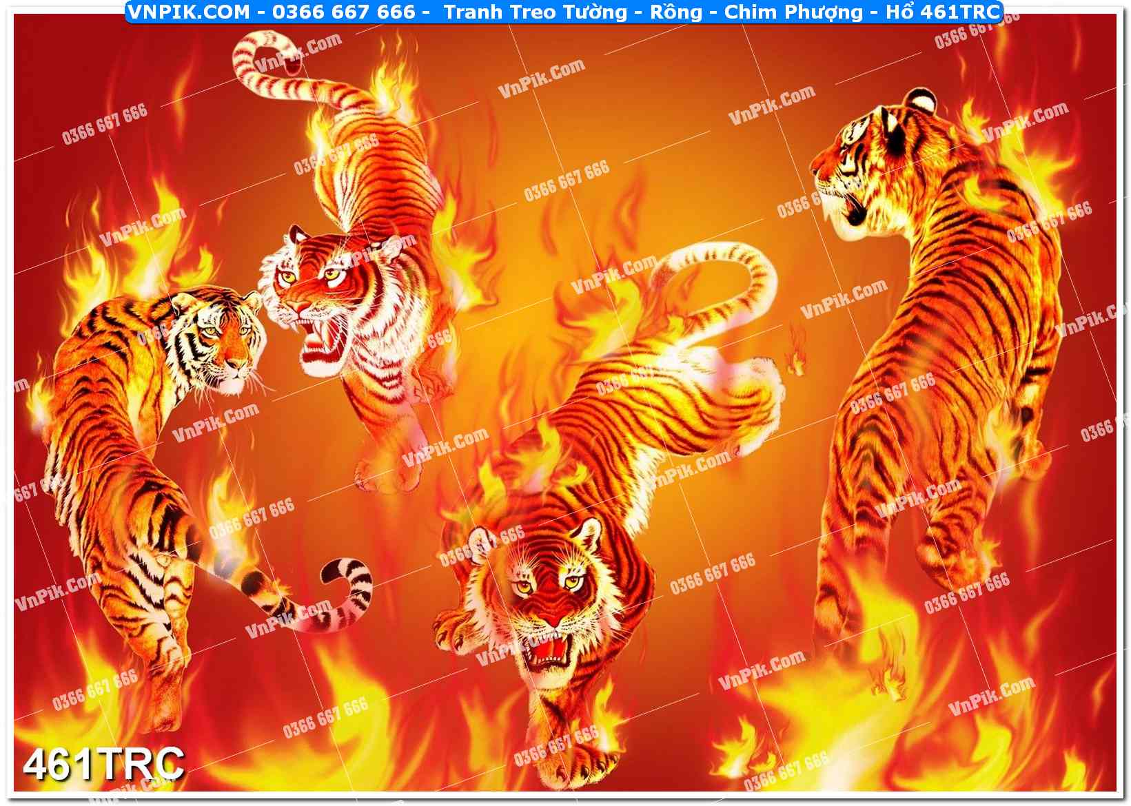 Tranh Treo Tường – Rồng – Chim Phượng – Hổ 461TRC