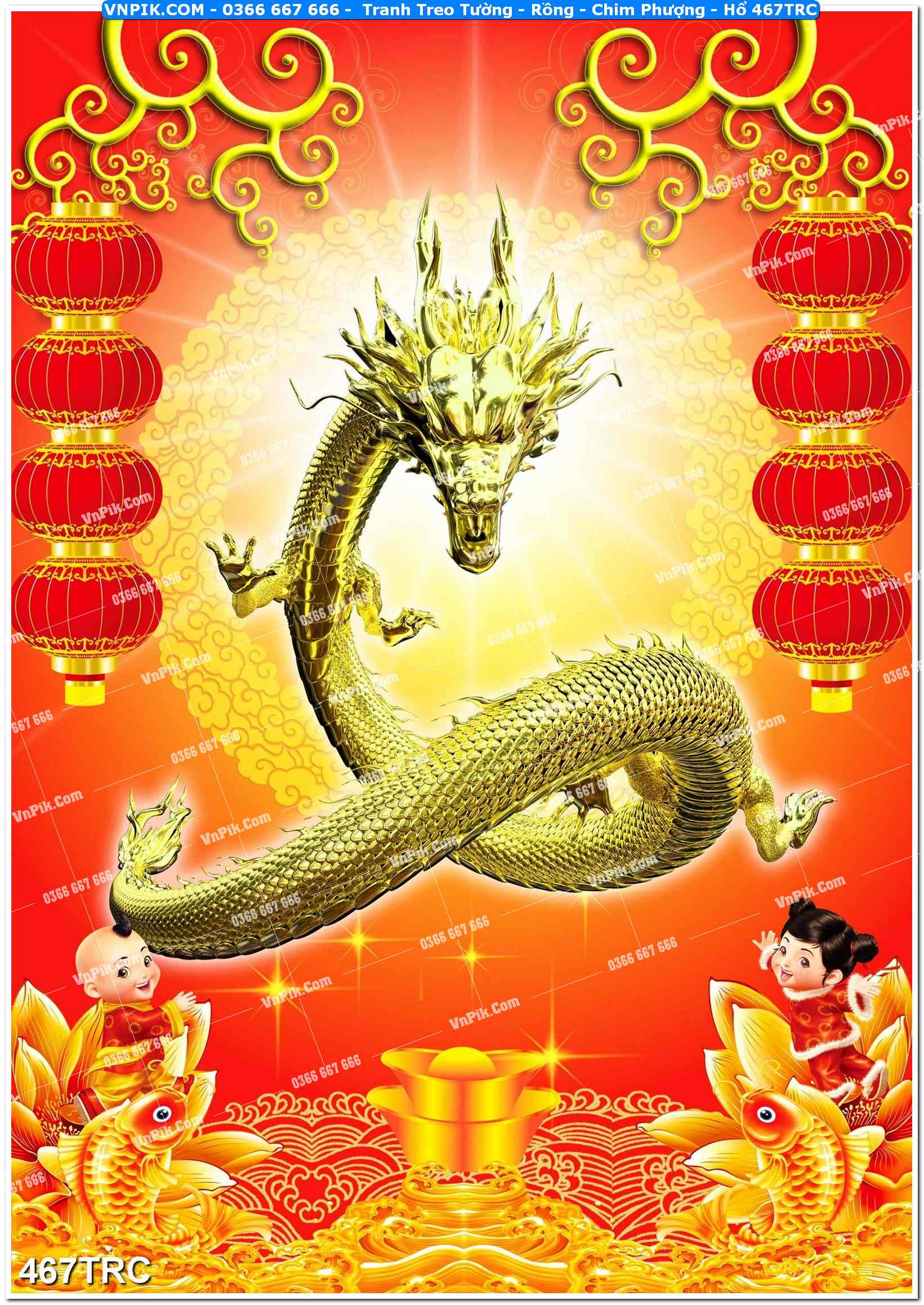 Tranh Treo Tường – Rồng – Chim Phượng – Hổ 467TRC