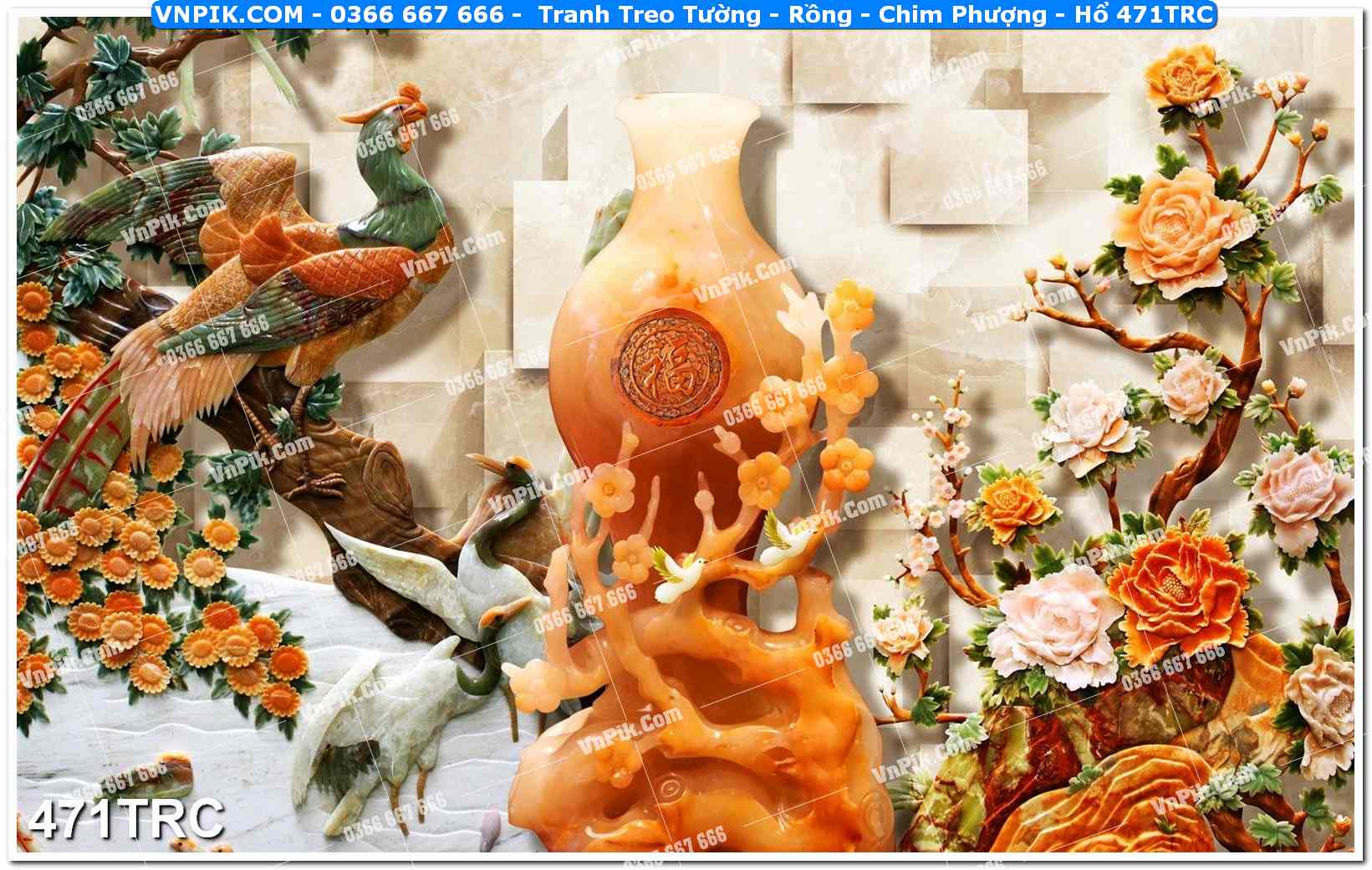 Tranh Treo Tường – Rồng – Chim Phượng – Hổ 471TRC