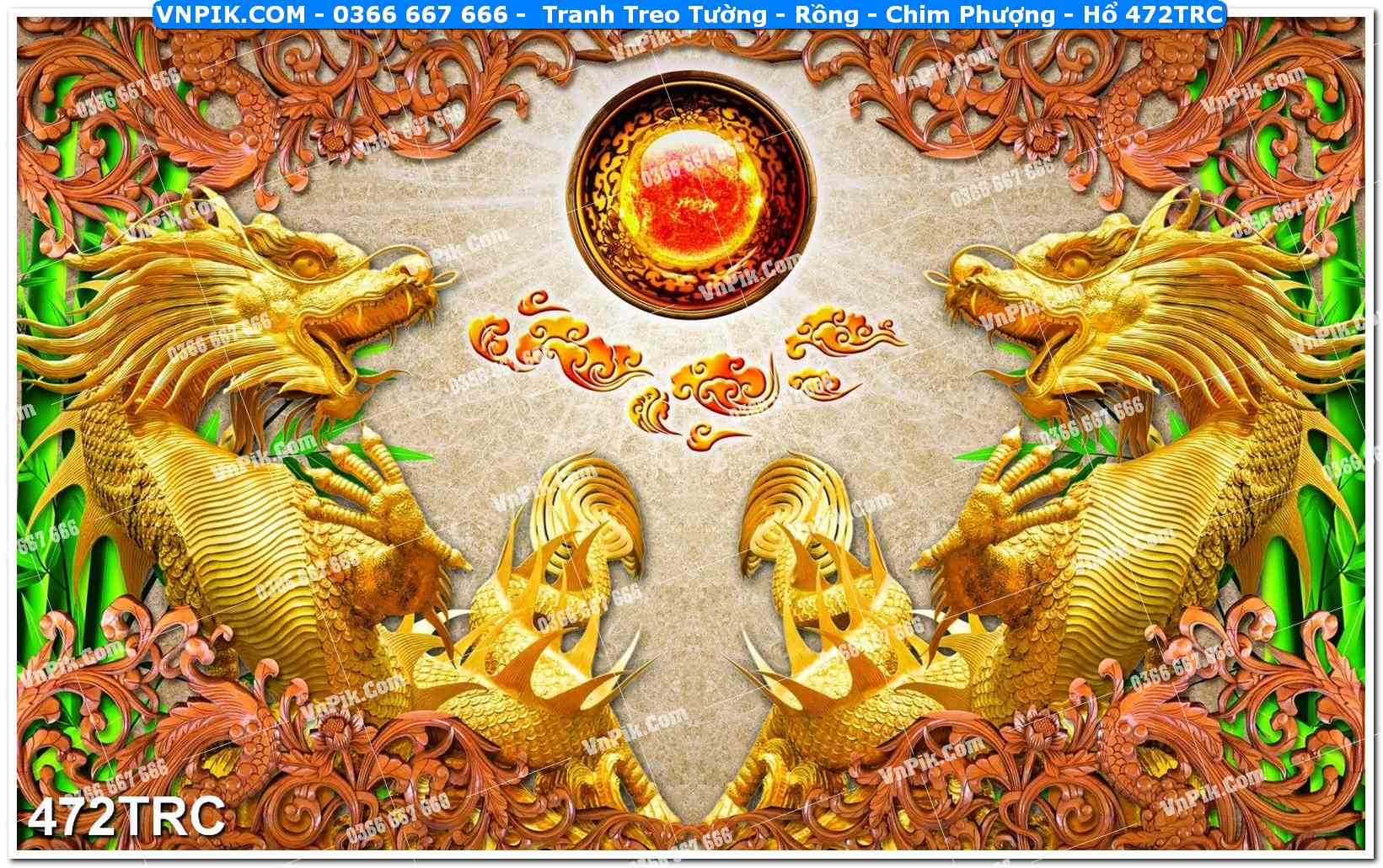 Tranh Treo Tường – Rồng – Chim Phượng – Hổ 472TRC