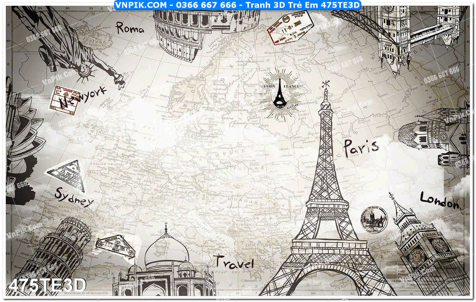 Tranh 3D Trẻ Em 475TE3D