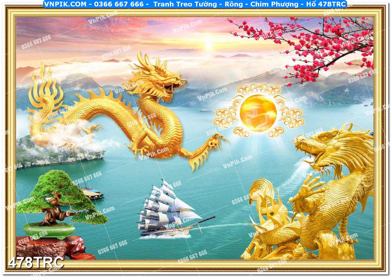 Tranh Treo Tường – Rồng – Chim Phượng – Hổ 478TRC