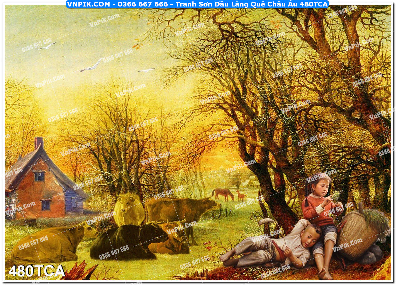 Tranh Sơn Dầu Làng Quê Châu Âu (480TCA)