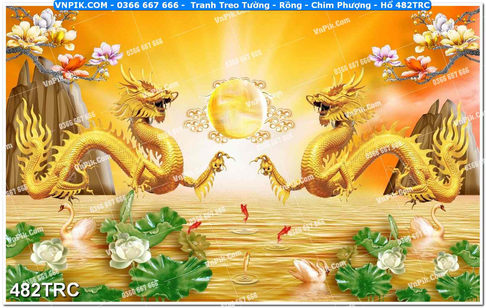 Tranh Treo Tường – Rồng – Chim Phượng – Hổ 482TRC