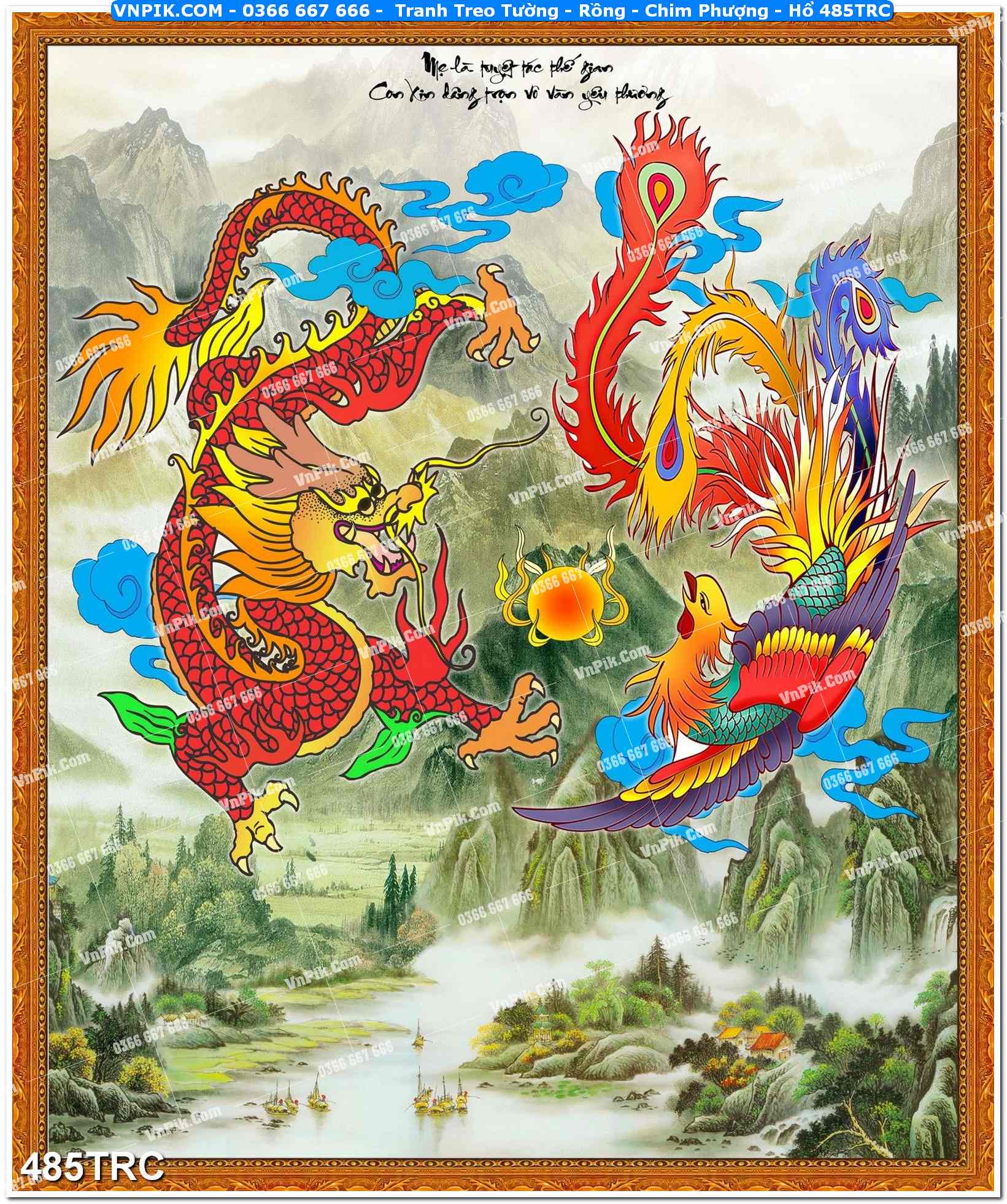 Tranh Treo Tường – Rồng – Chim Phượng – Hổ 485TRC