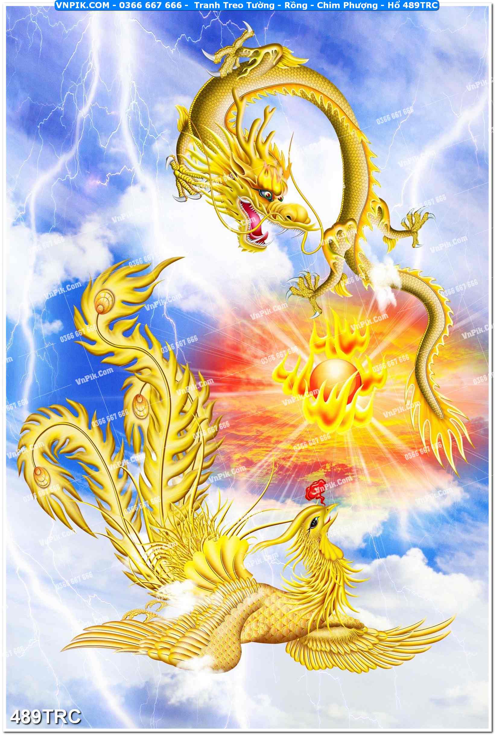 Tranh Treo Tường – Rồng – Chim Phượng – Hổ 489TRC