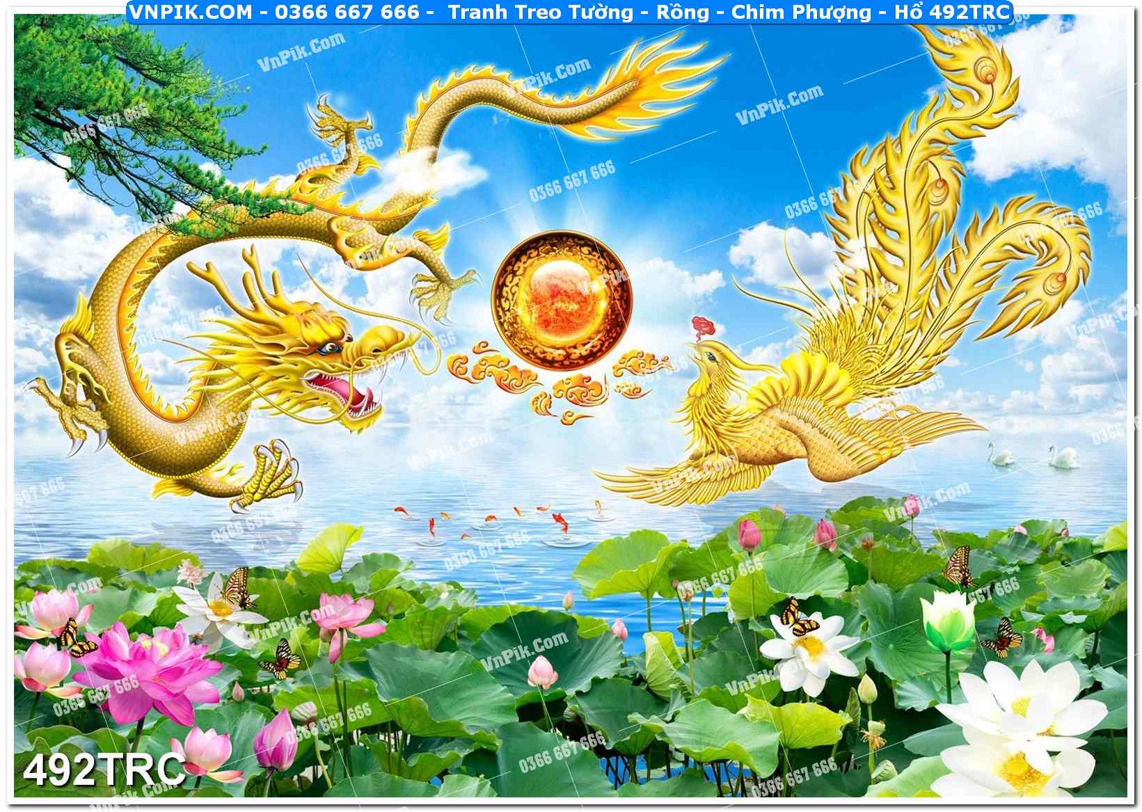 Tranh Treo Tường – Rồng – Chim Phượng – Hổ 492TRC