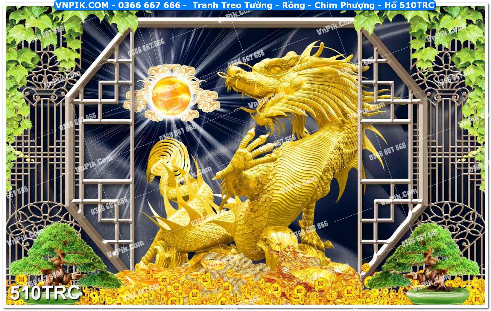 Tranh Treo Tường – Rồng – Chim Phượng – Hổ 510TRC