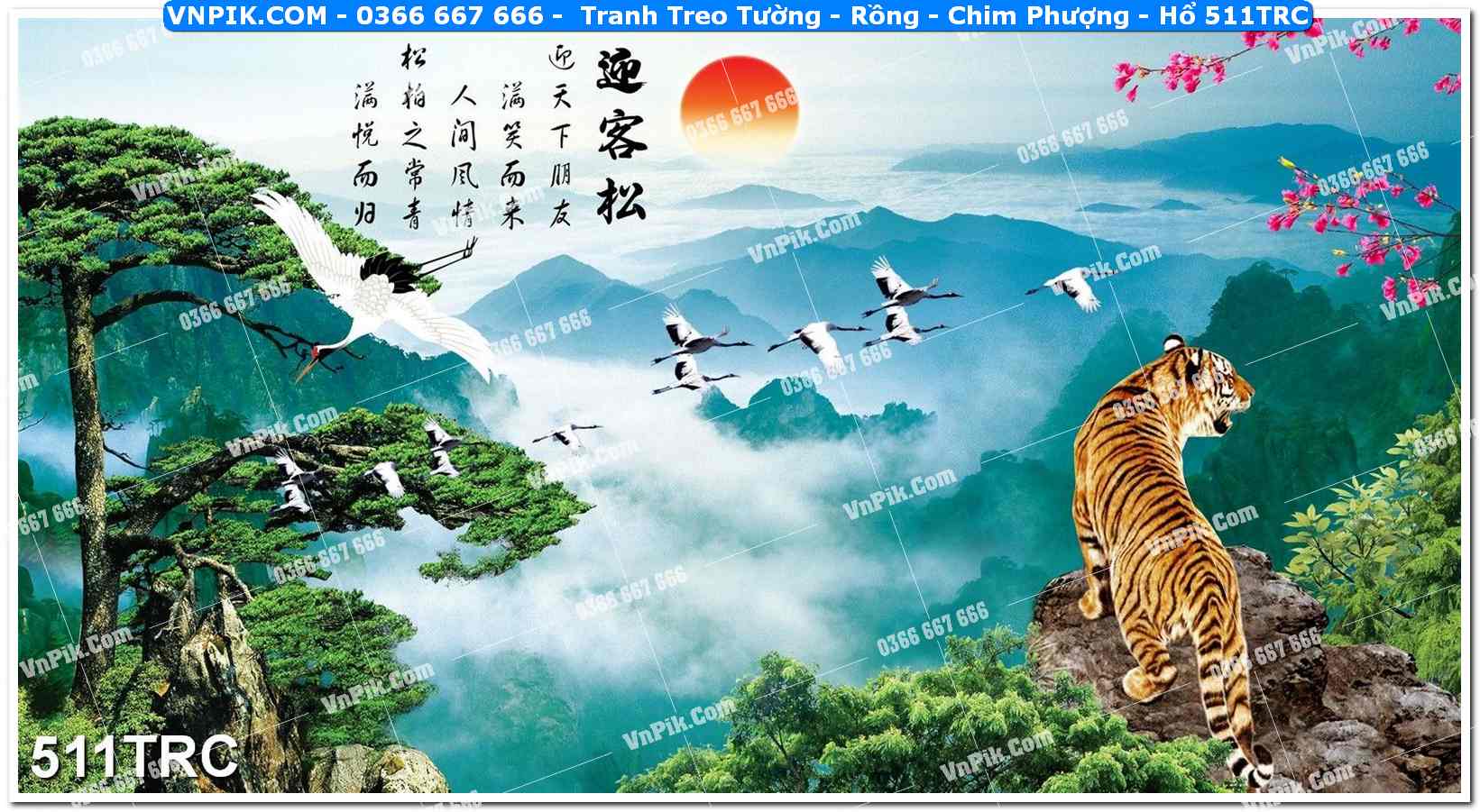 Tranh Treo Tường – Rồng – Chim Phượng – Hổ 511TRC