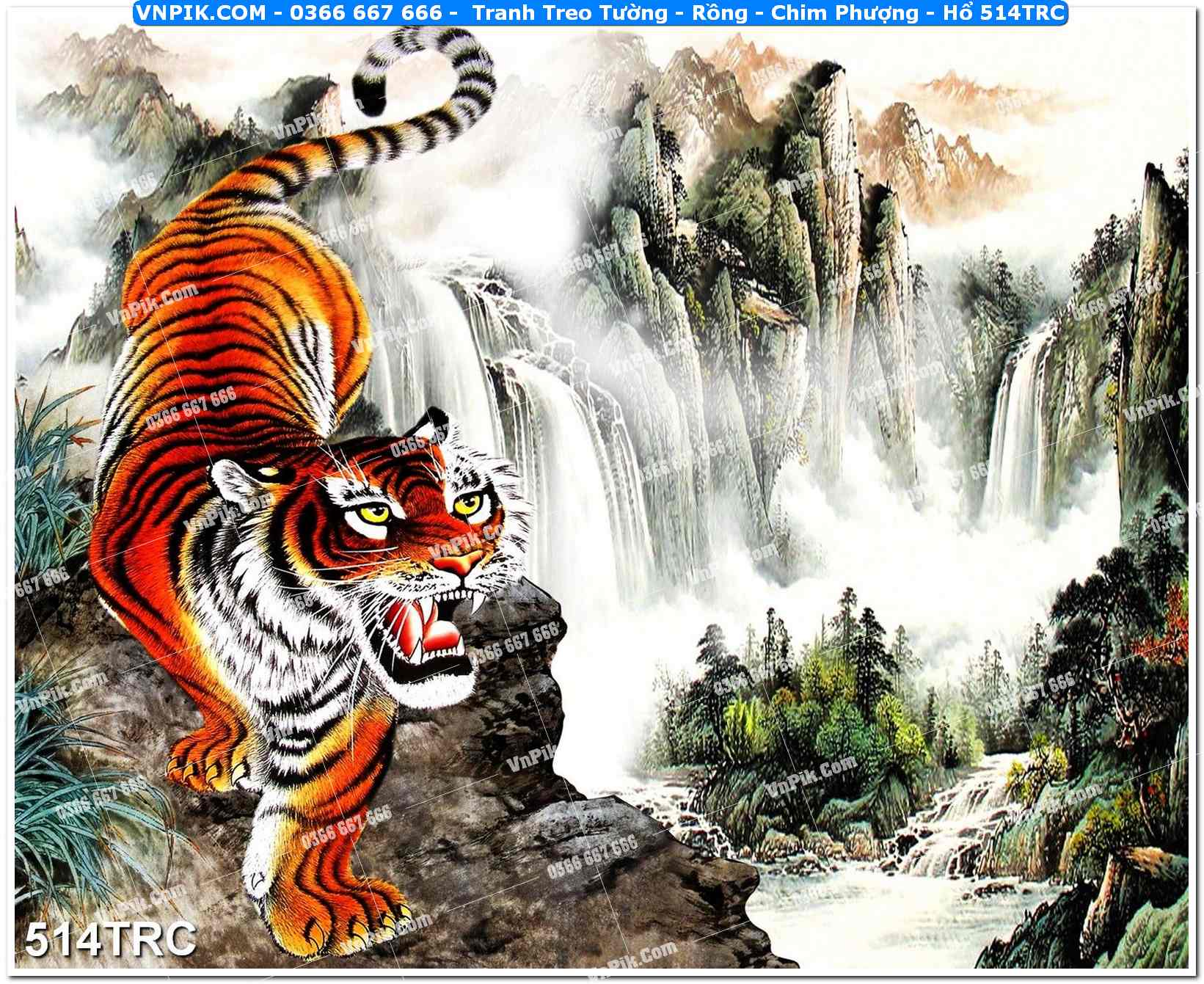 Tranh Treo Tường – Rồng – Chim Phượng – Hổ 514TRC