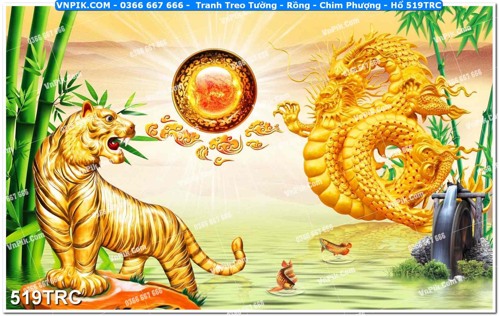 Tranh Treo Tường – Rồng – Chim Phượng – Hổ 519TRC