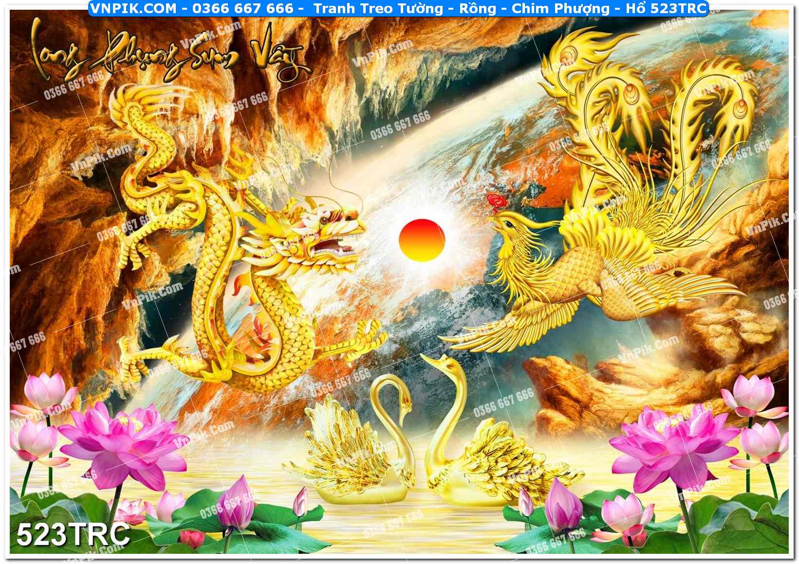 Tranh Treo Tường – Rồng – Chim Phượng – Hổ 523TRC