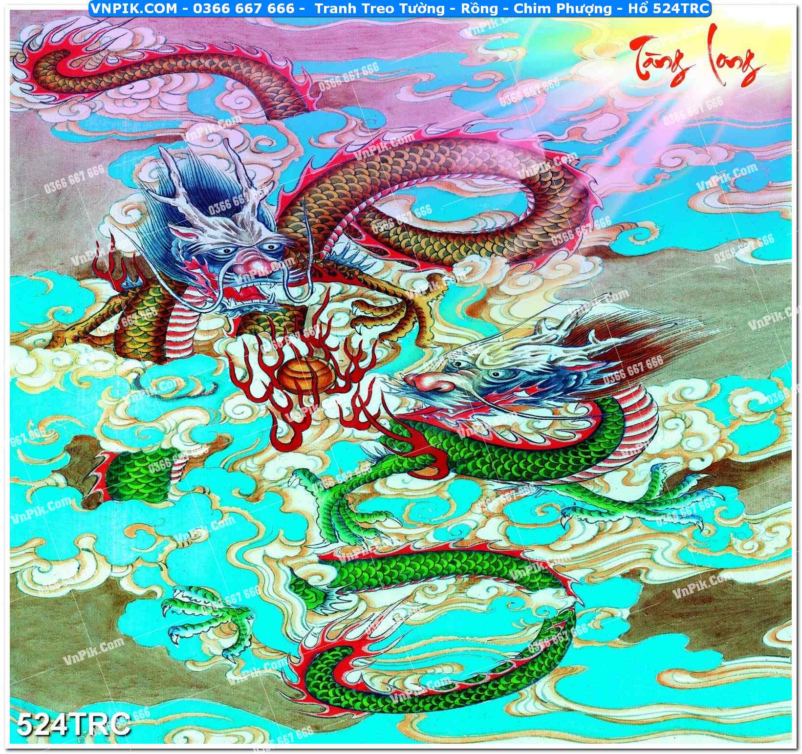 Tranh Treo Tường – Rồng – Chim Phượng – Hổ 524TRC