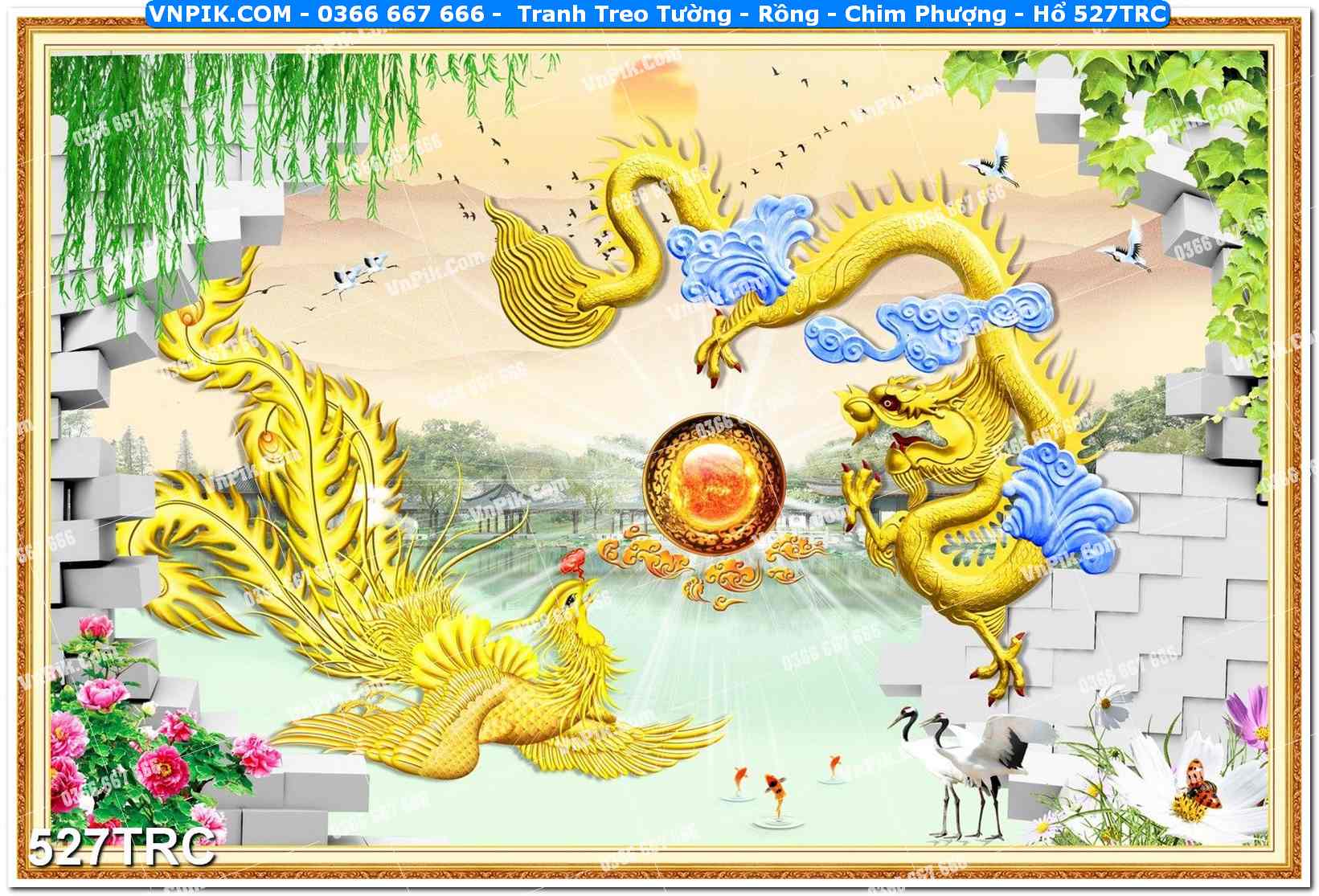 Tranh Treo Tường – Rồng – Chim Phượng – Hổ 527TRC