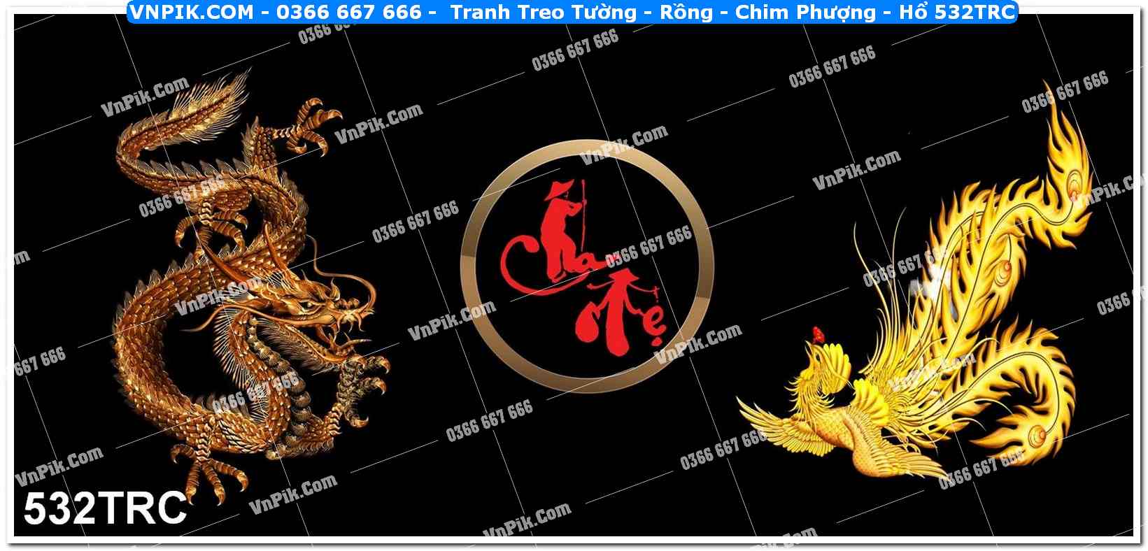 Tranh Treo Tường – Rồng – Chim Phượng – Hổ 532TRC