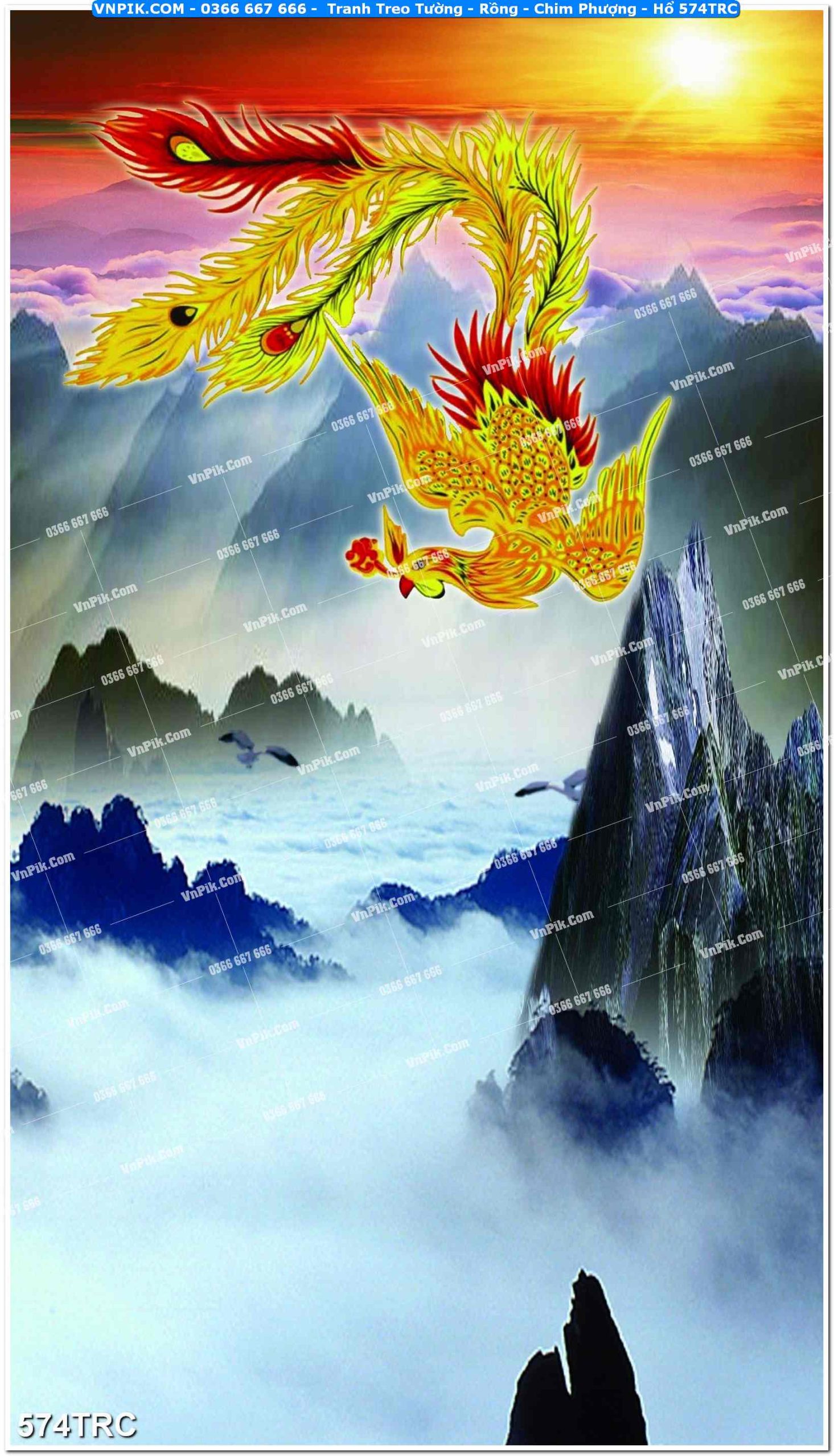Tranh Treo Tường – Rồng – Chim Phượng – Hổ 574TRC