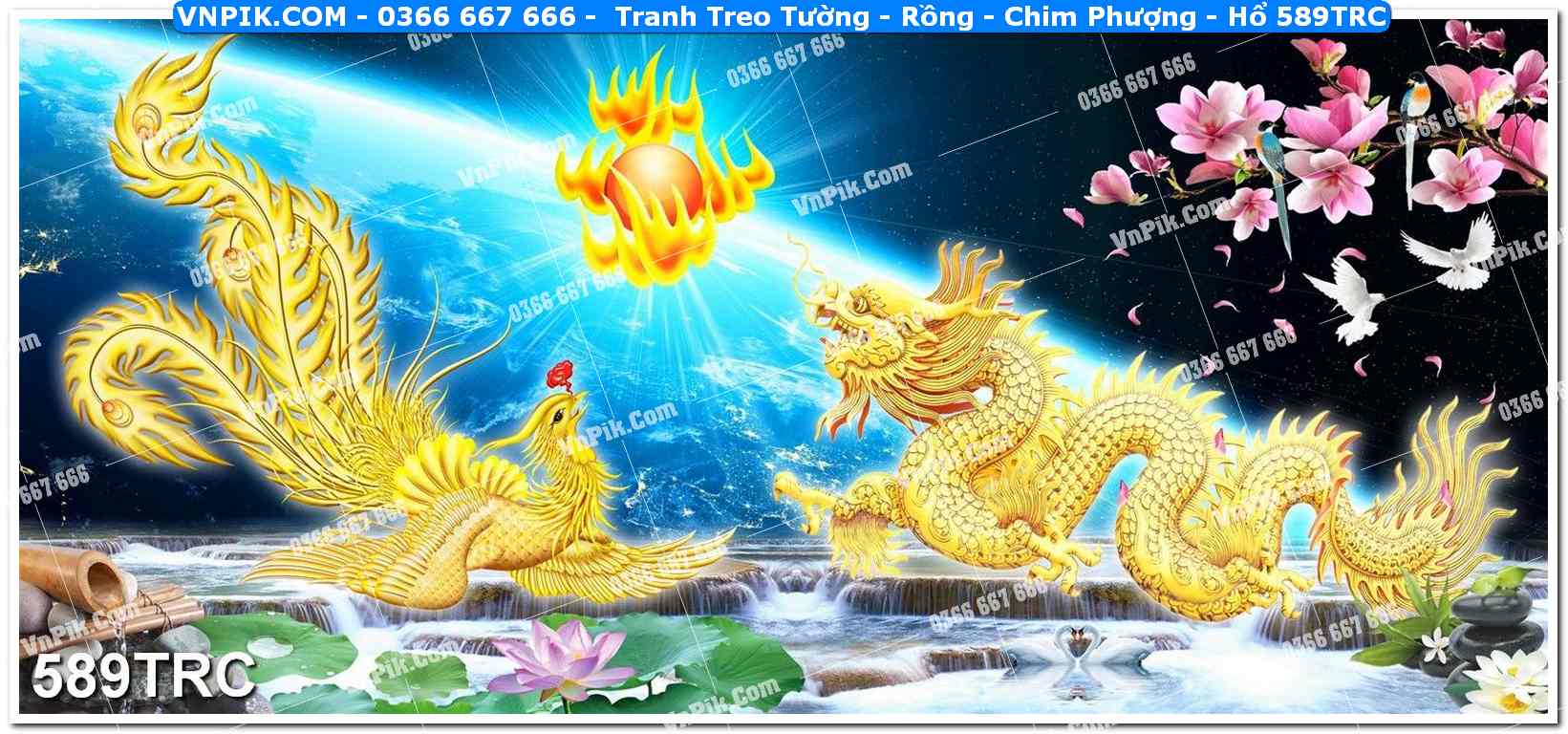 Tranh Treo Tường – Rồng – Chim Phượng – Hổ 589TRC
