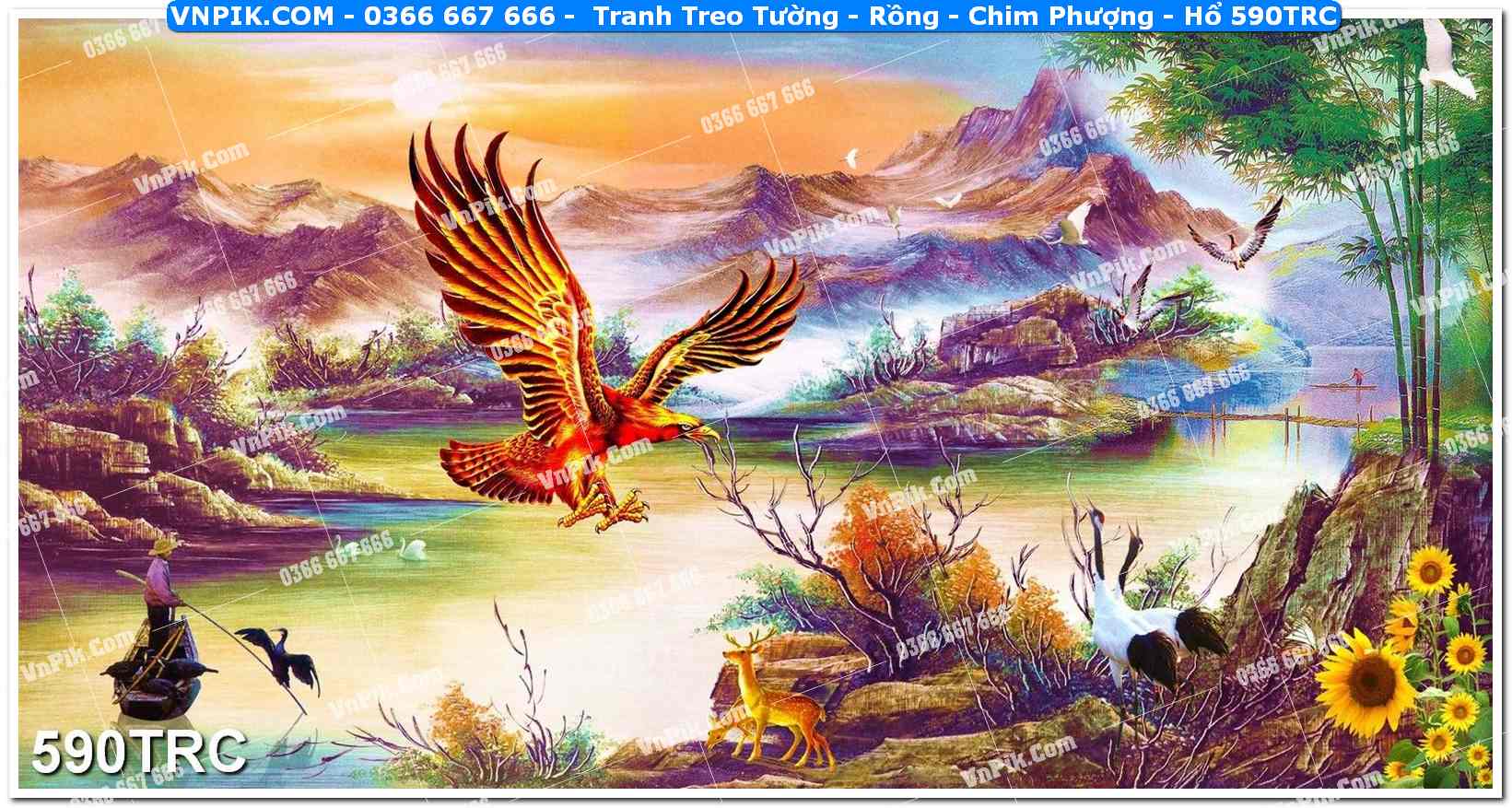 Tranh Treo Tường – Rồng – Chim Phượng – Hổ 590TRC