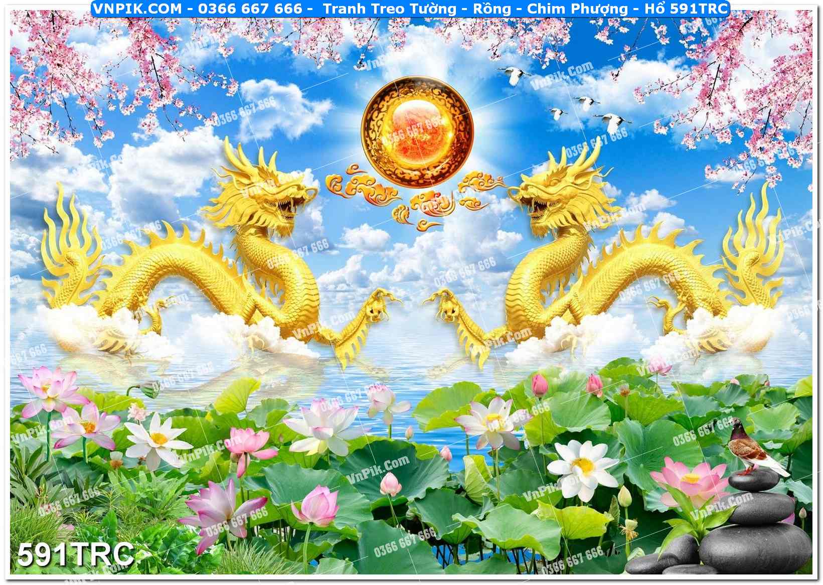 Tranh Treo Tường – Rồng – Chim Phượng – Hổ 591TRC